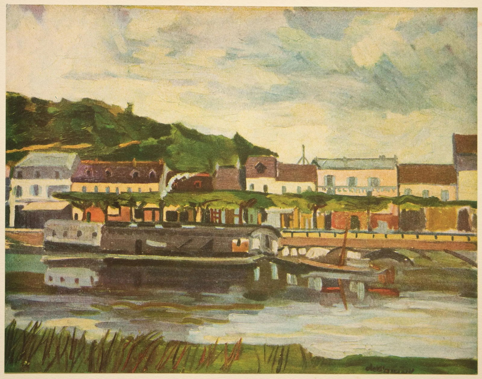 1947 After M. Vlaminck "The Sganzin Dock at Bougival", First Edition Period Offset Lithograph - 8