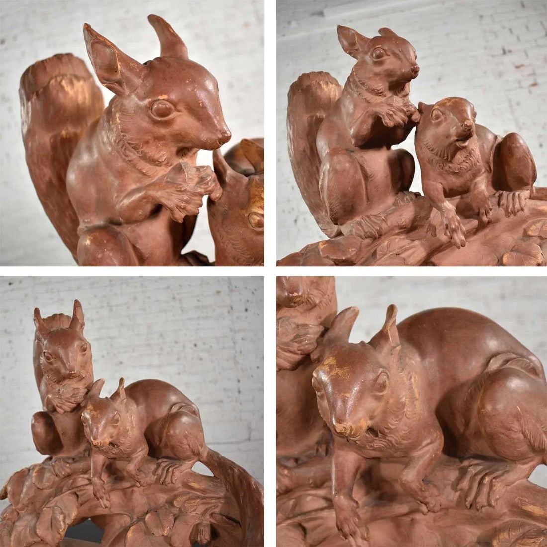 Antique Terracotta Lifesize Sculpture of Squirrels by Leo Amaury & Stamped R D'Arly France - 10