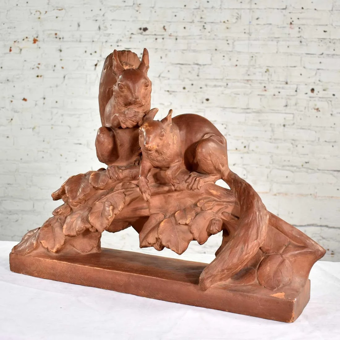 Antique Terracotta Lifesize Sculpture of Squirrels by Leo Amaury & Stamped R D'Arly France - 13