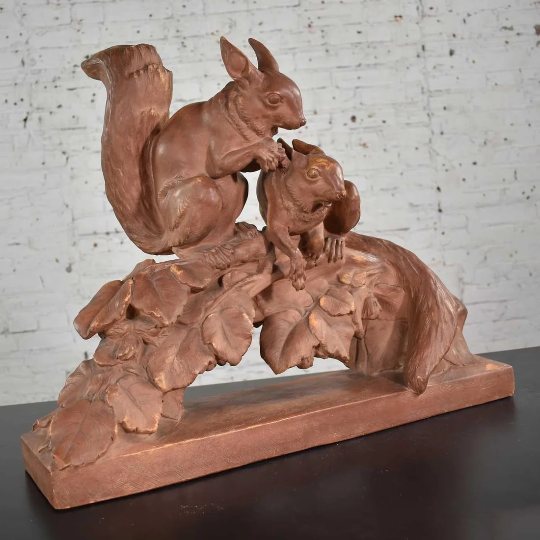Antique Terracotta Lifesize Sculpture of Squirrels by Leo Amaury & Stamped R D'Arly France - 3