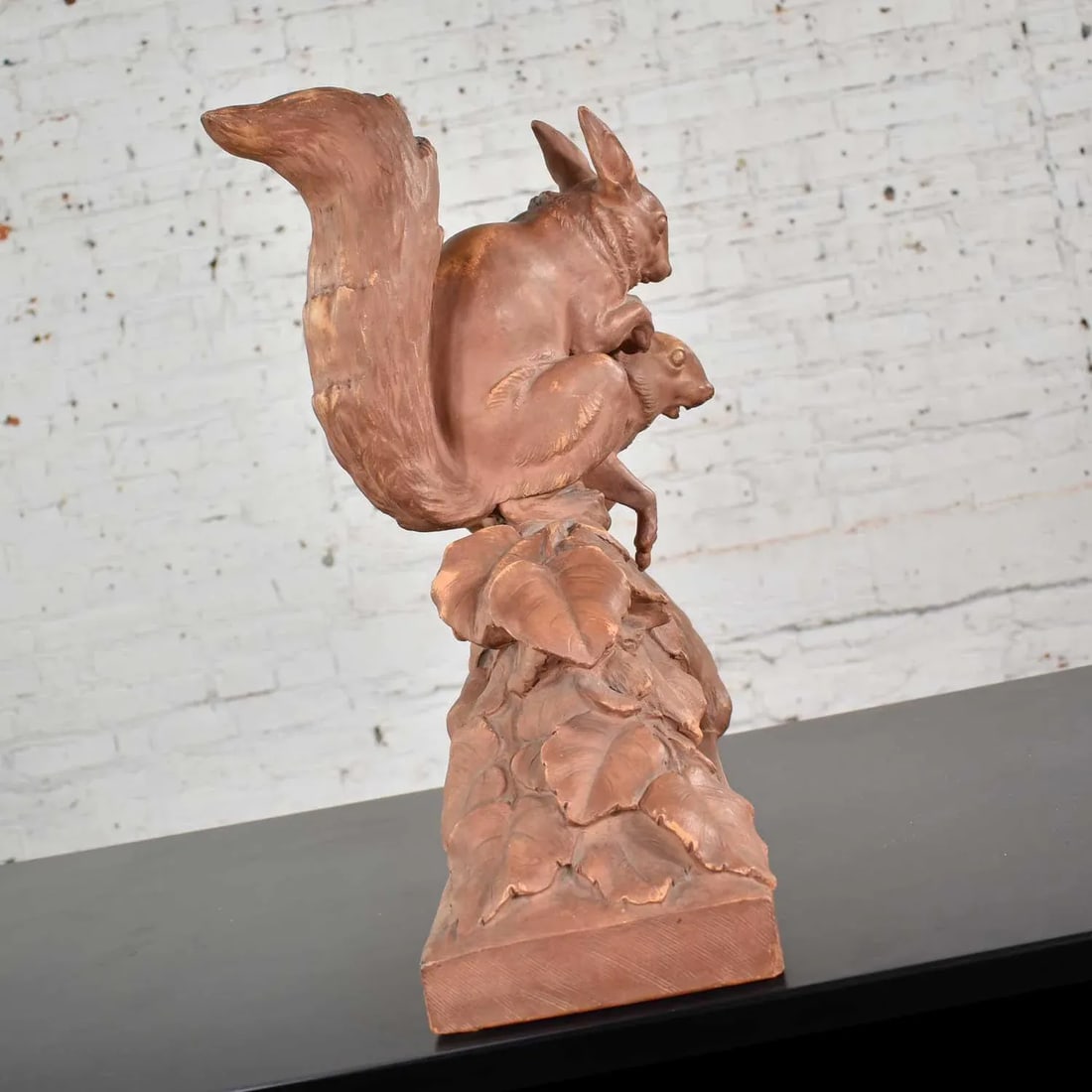 Antique Terracotta Lifesize Sculpture of Squirrels by Leo Amaury & Stamped R D'Arly France - 7
