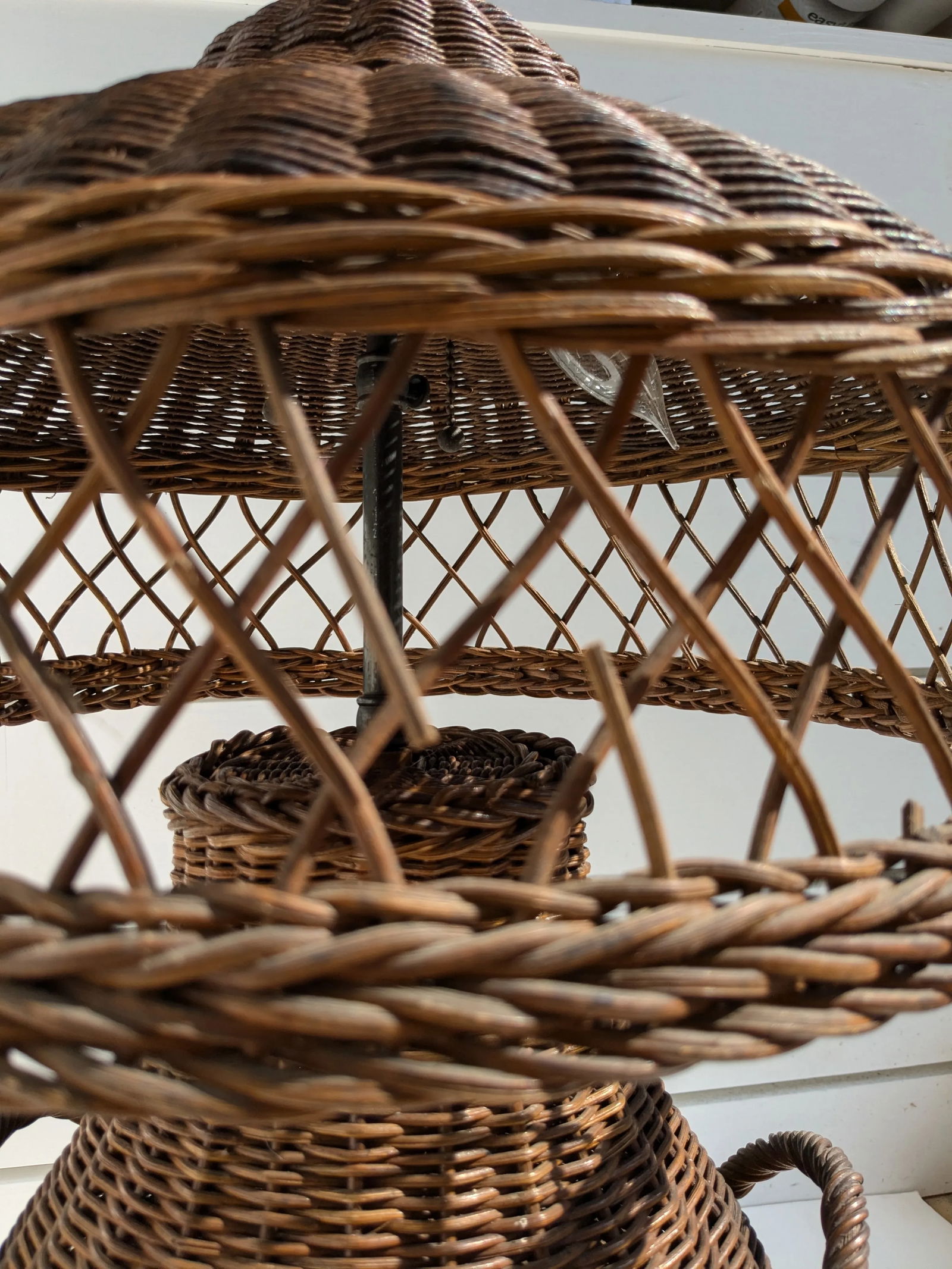 Antique Wicker Arts & Crafts Table Lamp "“ Early 20th Century - 5