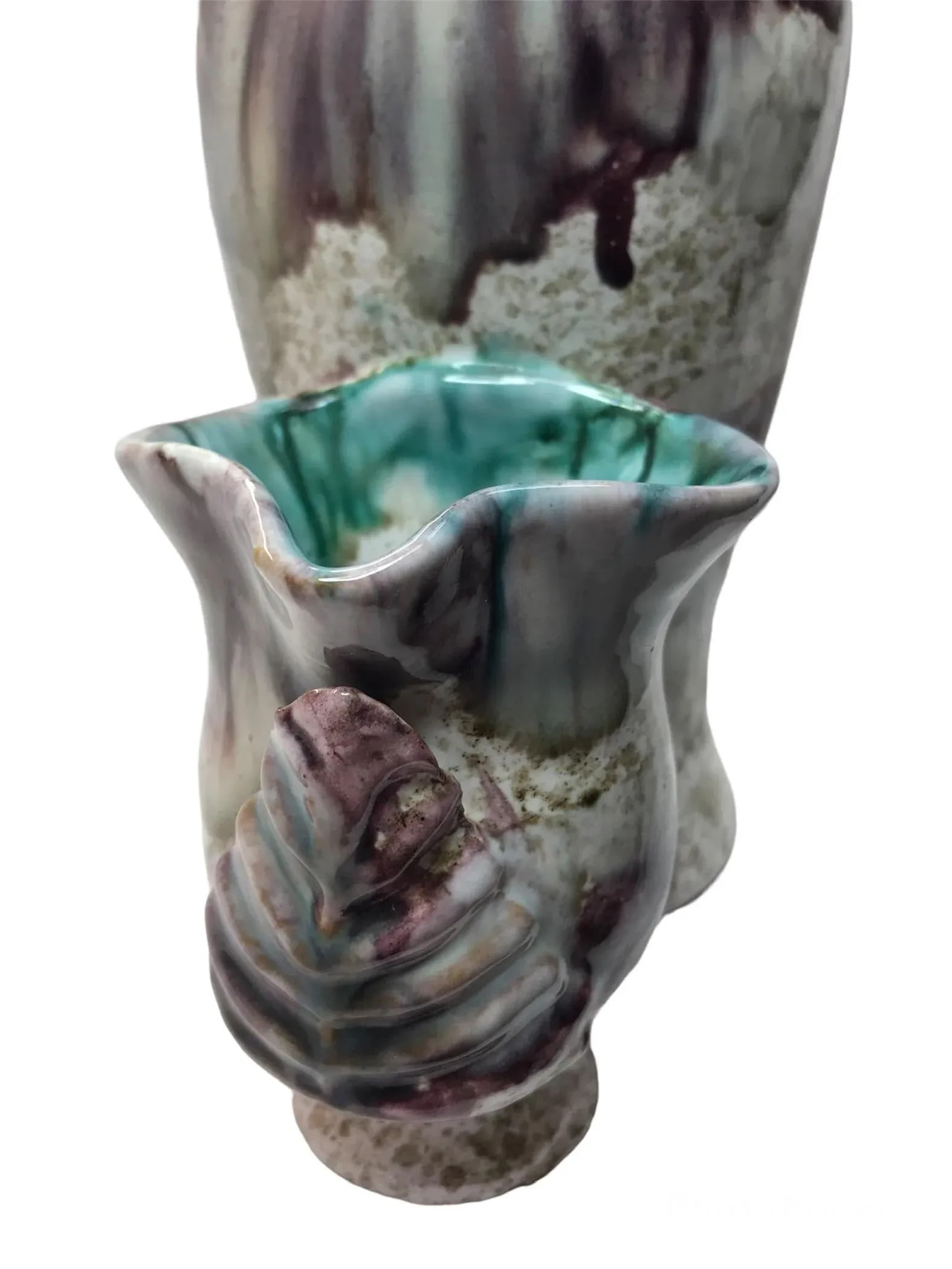 Italian Majolica Mediterranean Sea Life Pottery Mid 20th Century Vase - 2