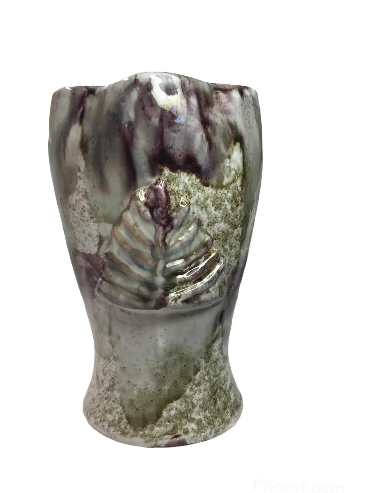 Italian Majolica Mediterranean Sea Life Pottery Mid 20th Century Vase - 3