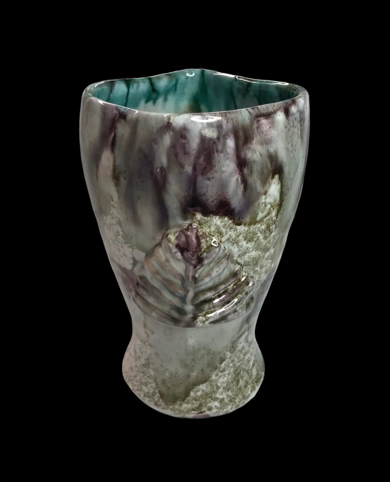 Italian Majolica Mediterranean Sea Life Pottery Mid 20th Century Vase - 7