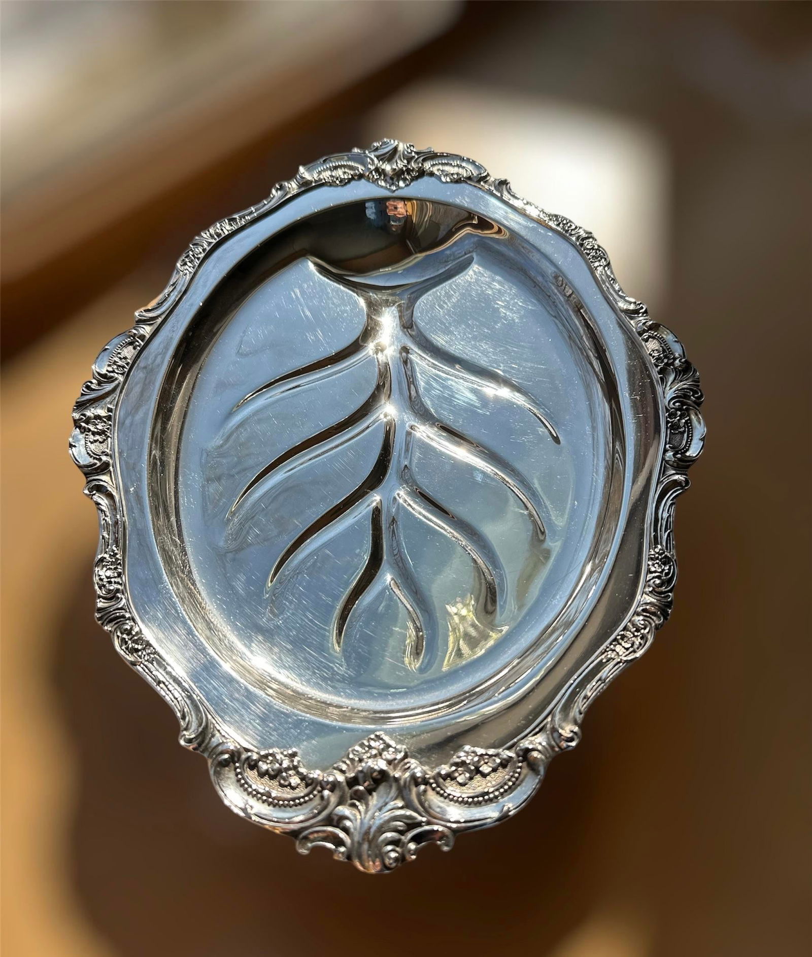 1940s Baroque Wallace Silver-Plate Serving Meat Platter - 2