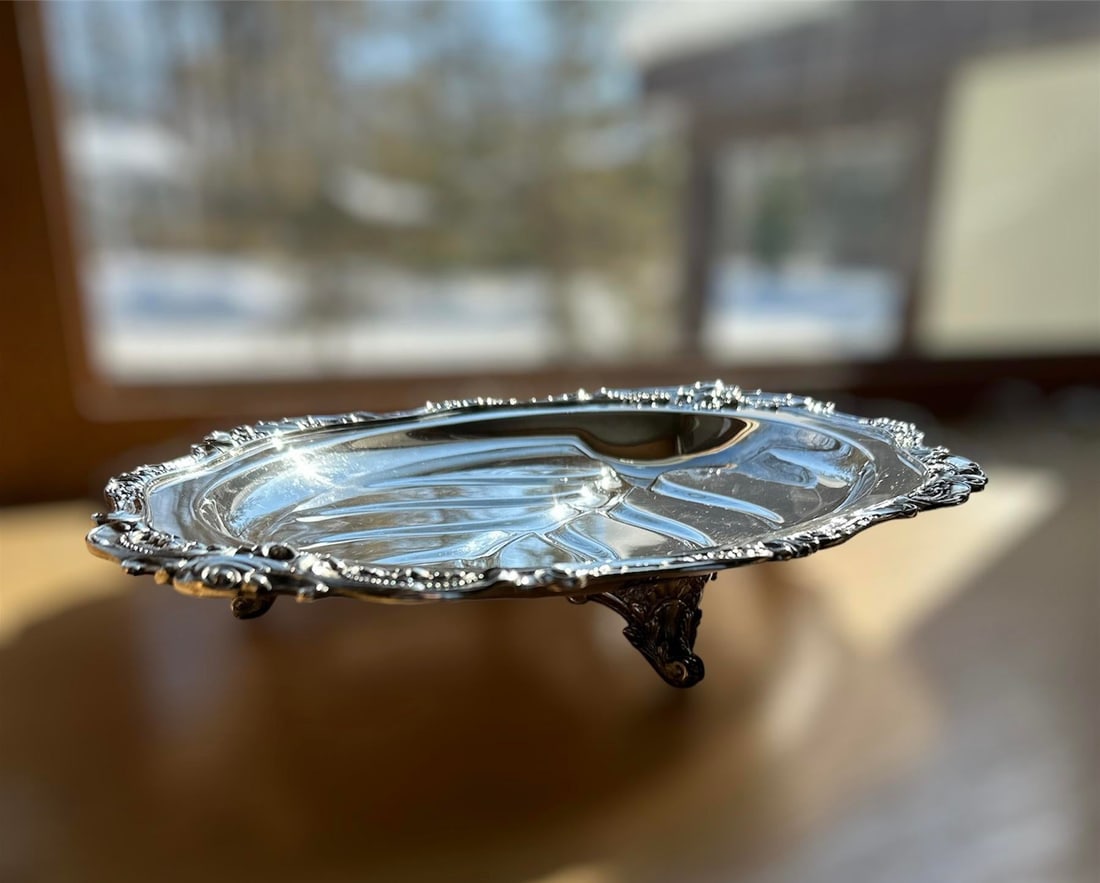 1940s Baroque Wallace Silver-Plate Serving Meat Platter - 5