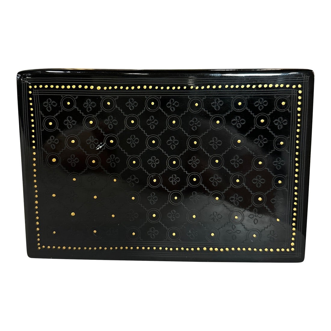 Small Black Lacquer Floral Pattern Box (1 of 12)