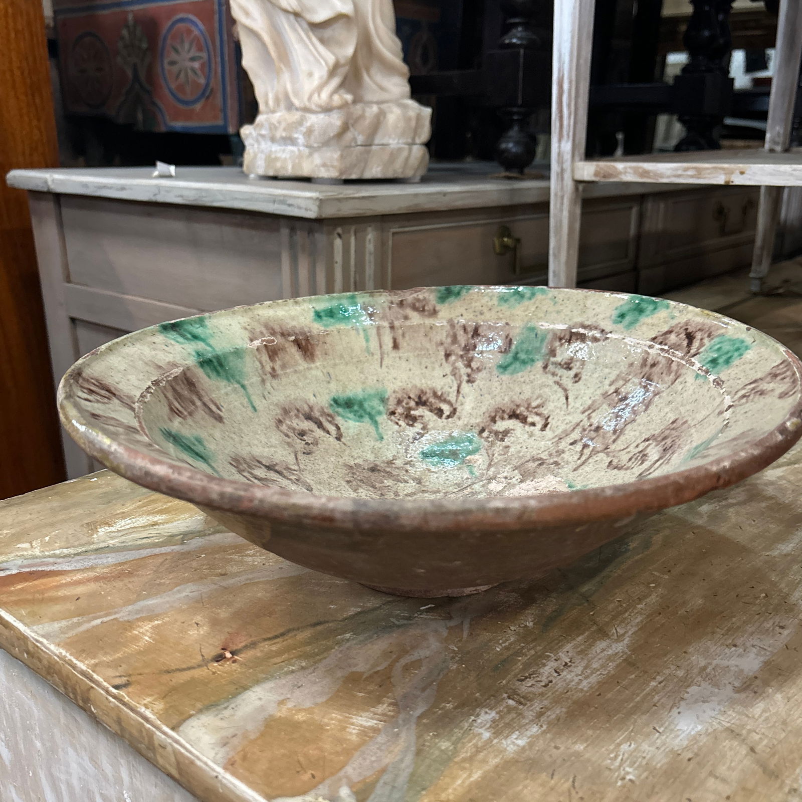 Mid 20th Century Speckled Decorative Ceramic Bowl - 3