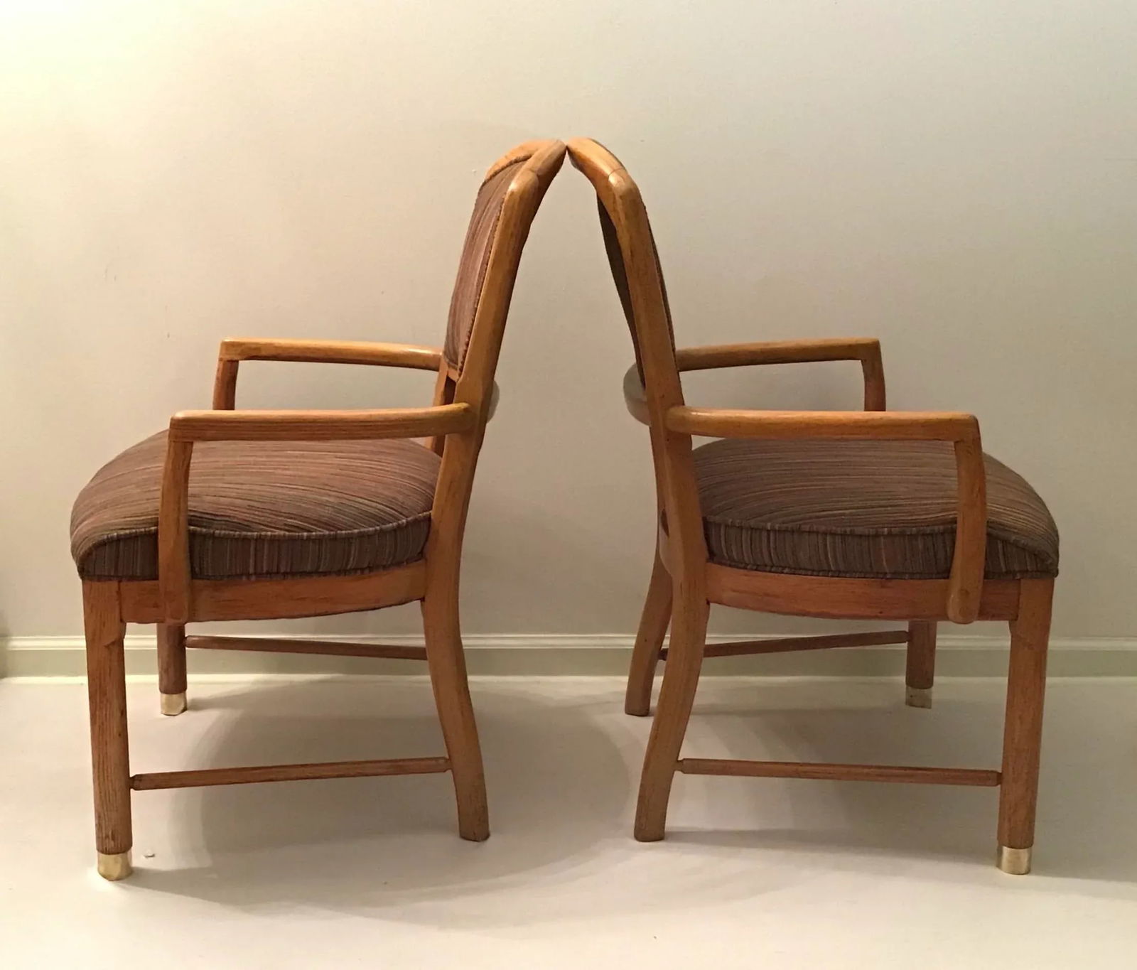 1970s Vintage Mid-Century Modern Oak Arm Chairs- A Pair - 4