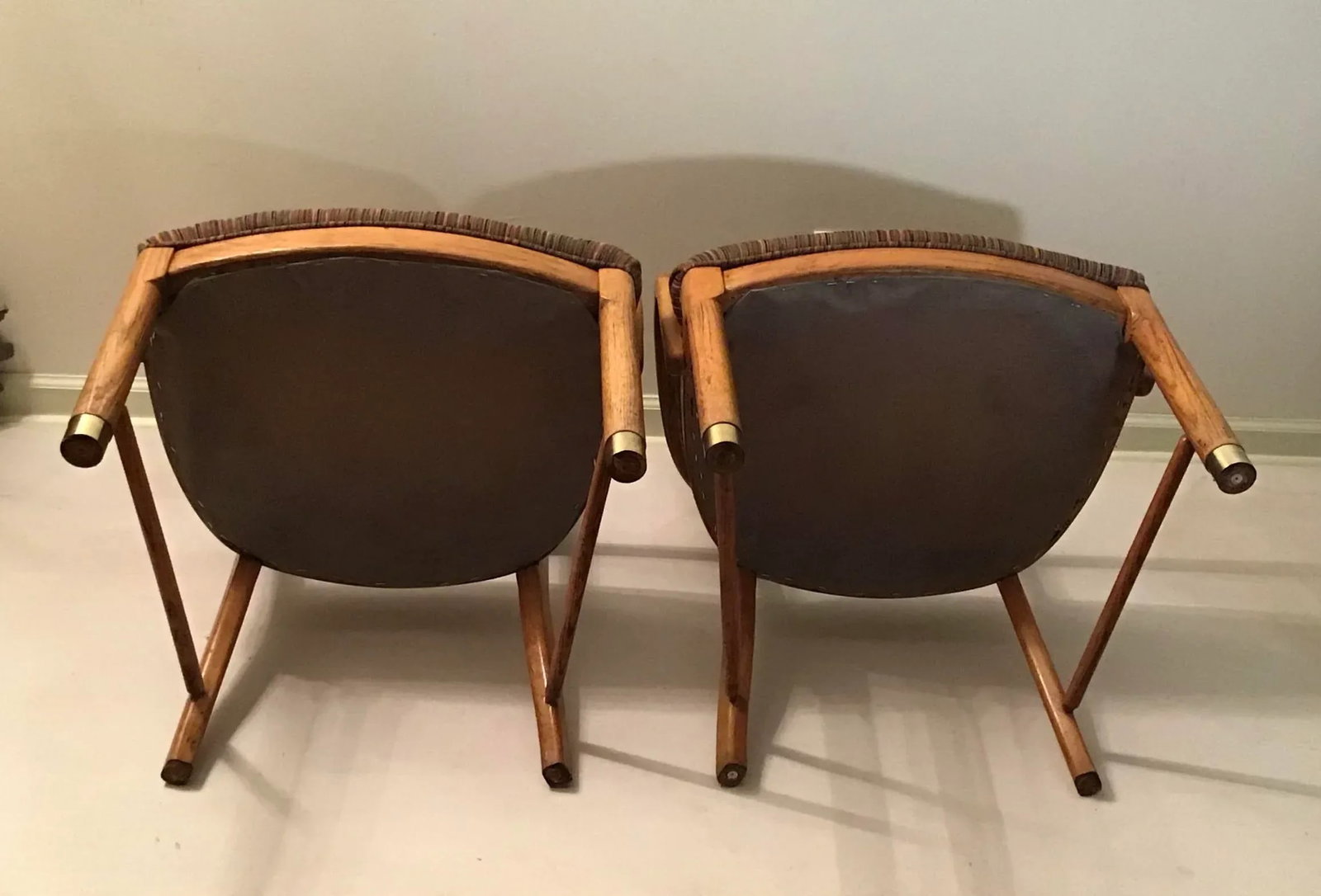 1970s Vintage Mid-Century Modern Oak Arm Chairs- A Pair - 6
