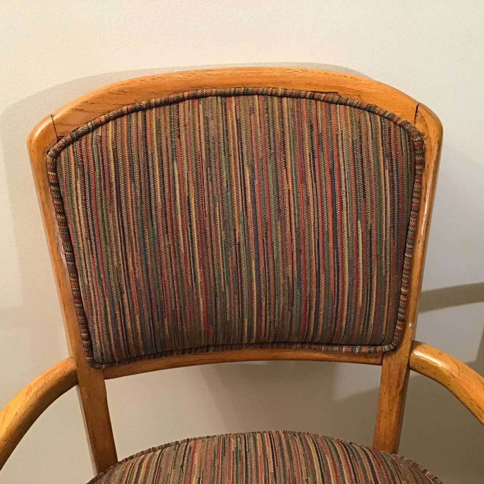 1970s Vintage Mid-Century Modern Oak Arm Chairs- A Pair - 7