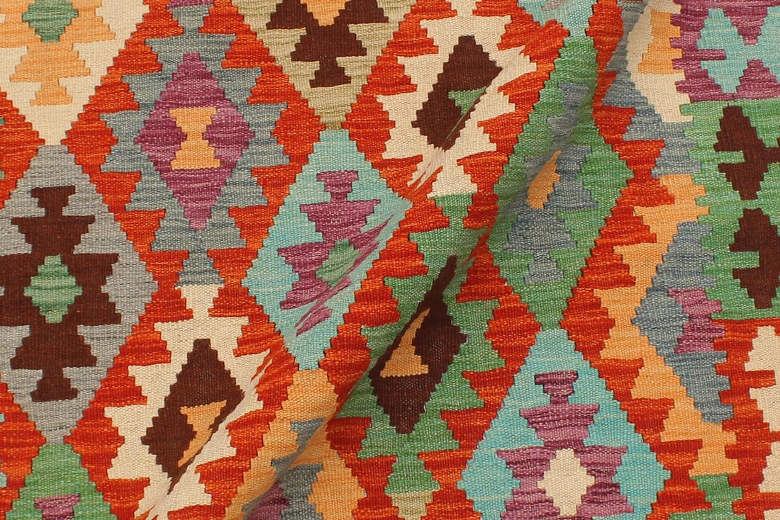 1990s Southwestern Style Kilim Rust Gray Wool Rug - 4'2" X 5'10" - 4