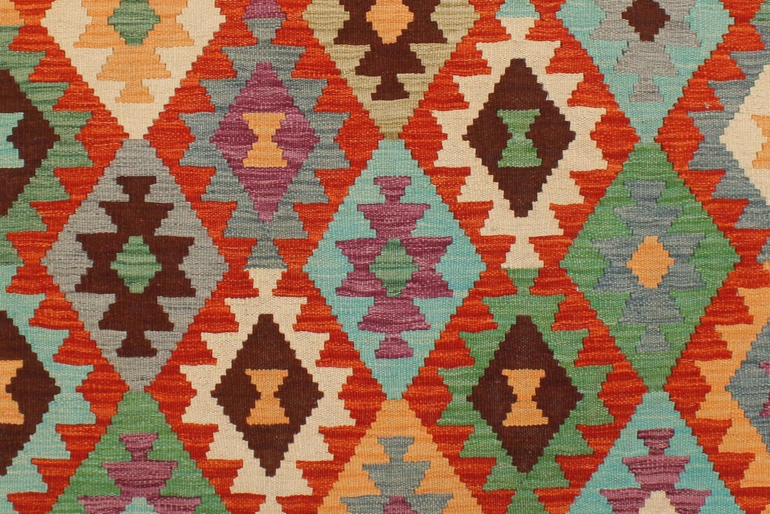 1990s Southwestern Style Kilim Rust Gray Wool Rug - 4'2" X 5'10" - 5