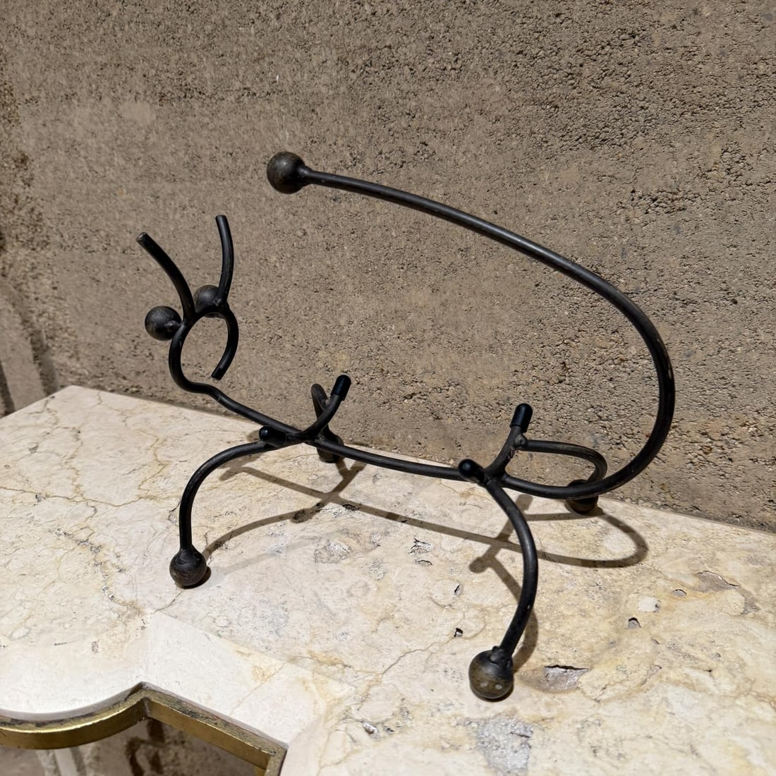 1960s Abstract Animal Iron Wine Bottle Holder - 3