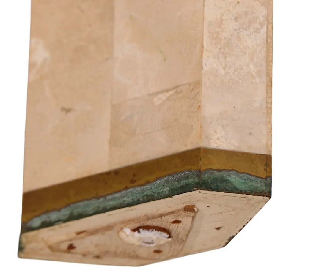 Tessellated Stone and Brass End Side Table by Maitland Smith C. 1984 - 10