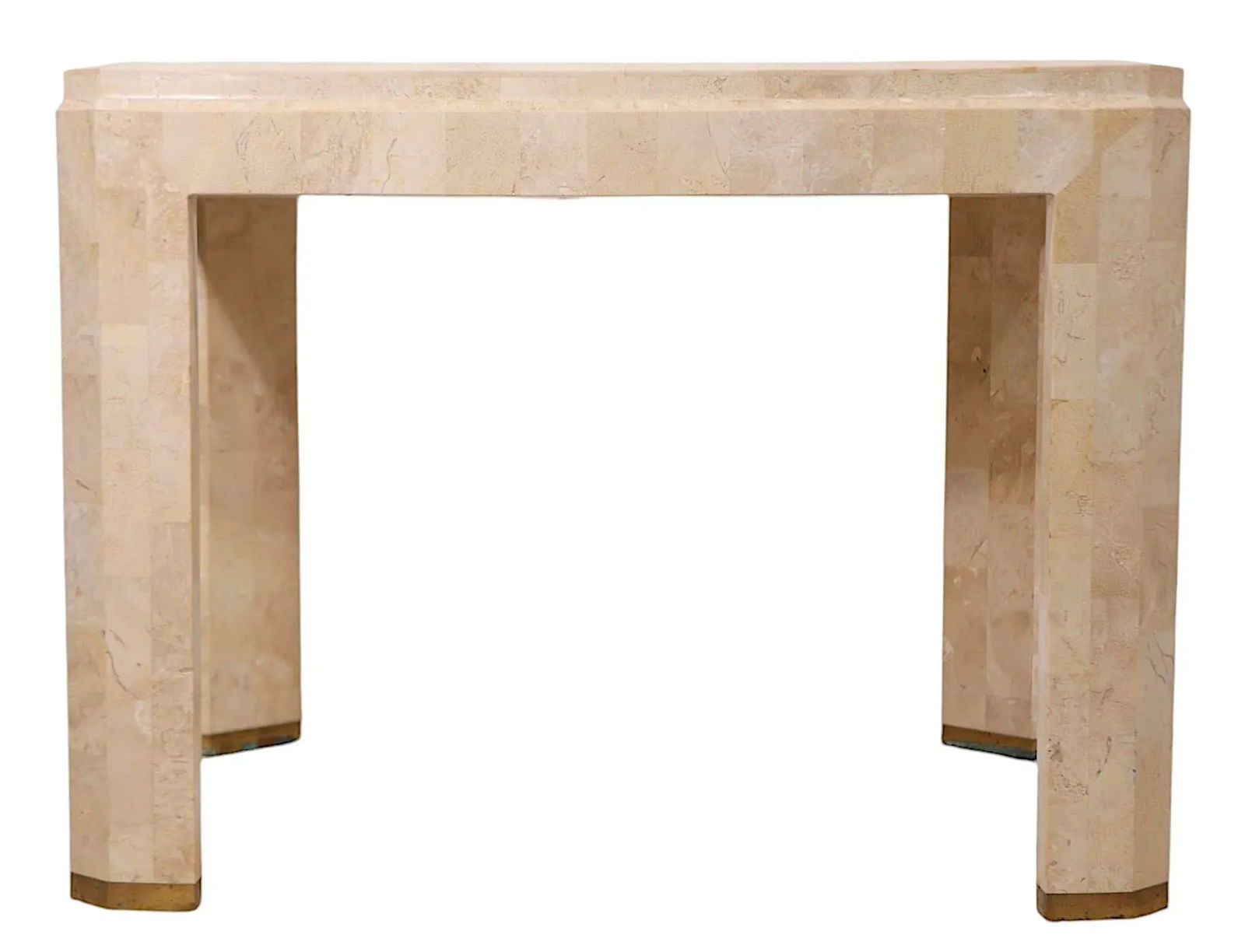 Tessellated Stone and Brass End Side Table by Maitland Smith C. 1984 - 4