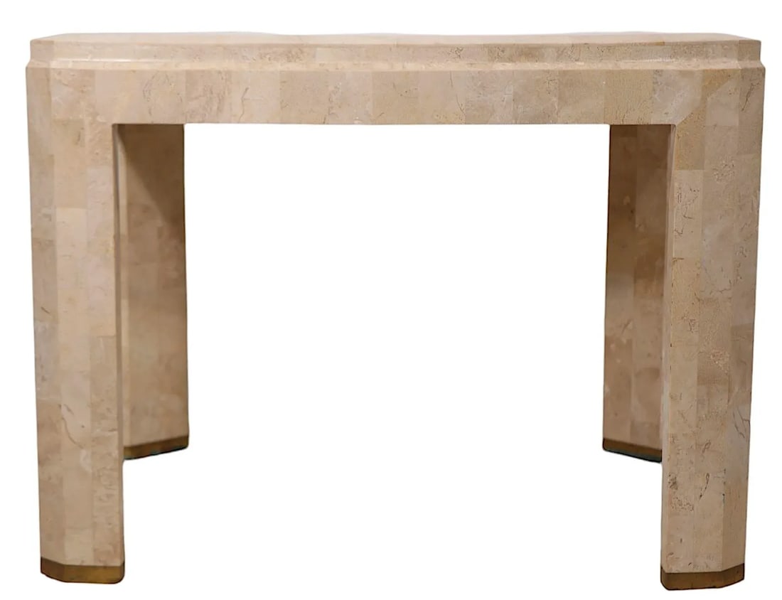 Tessellated Stone and Brass End Side Table by Maitland Smith C. 1984 - 5