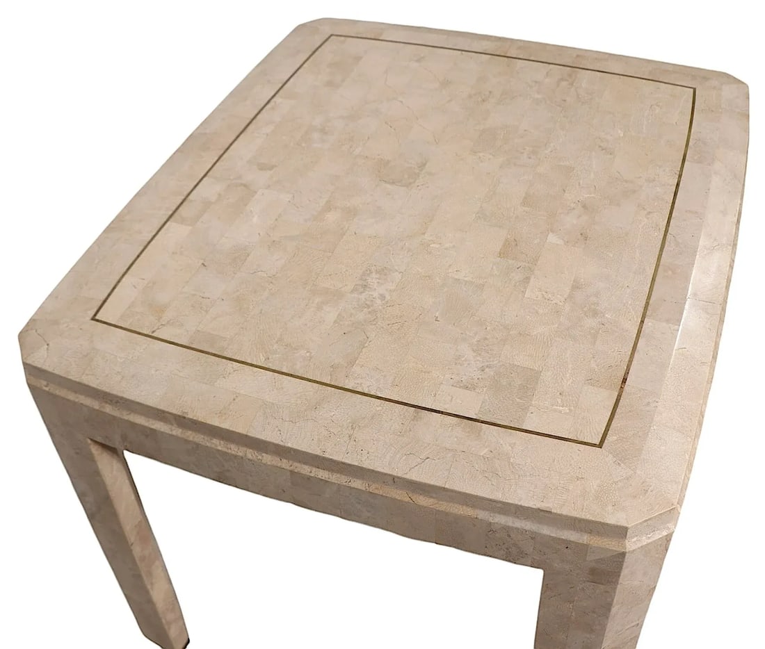Tessellated Stone and Brass End Side Table by Maitland Smith C. 1984 - 7