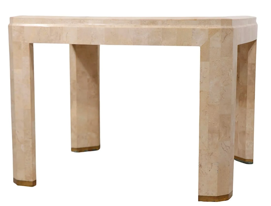 Tessellated Stone and Brass End Side Table by Maitland Smith C. 1984 - 8