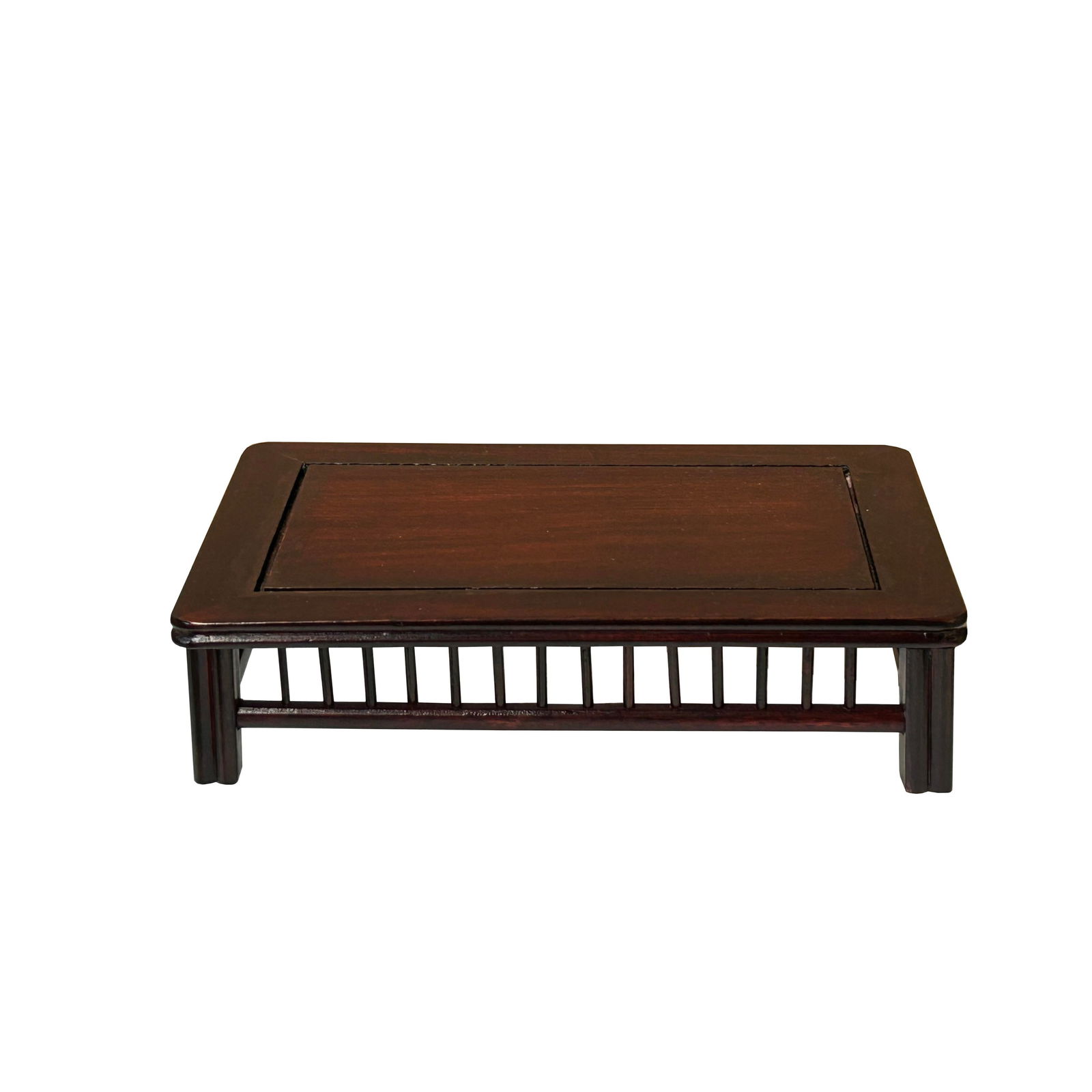 7" Brown Rectangular Simple Bar Pattern Wood Display Stand Riser - 2