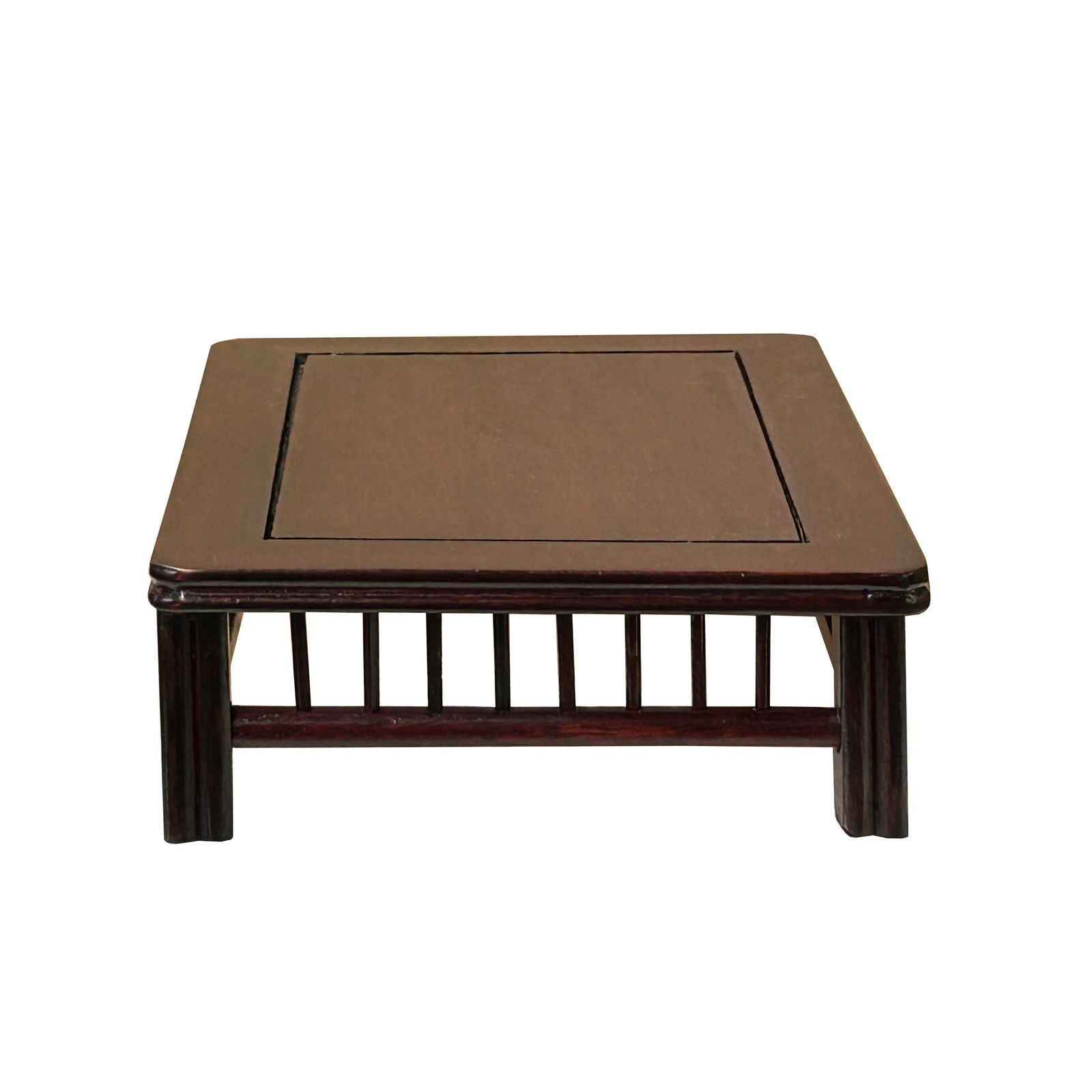 7" Brown Rectangular Simple Bar Pattern Wood Display Stand Riser - 4