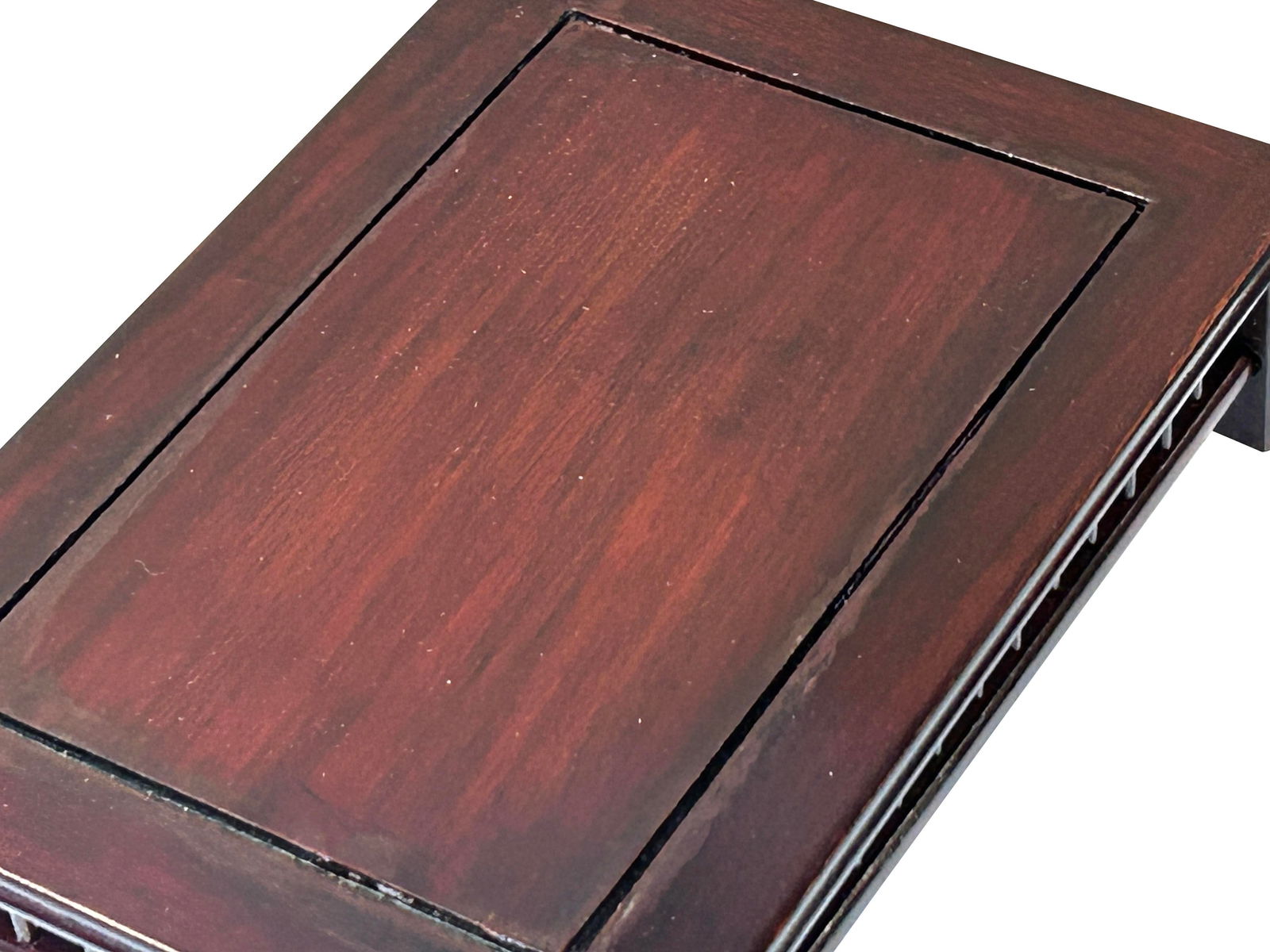 7" Brown Rectangular Simple Bar Pattern Wood Display Stand Riser - 8