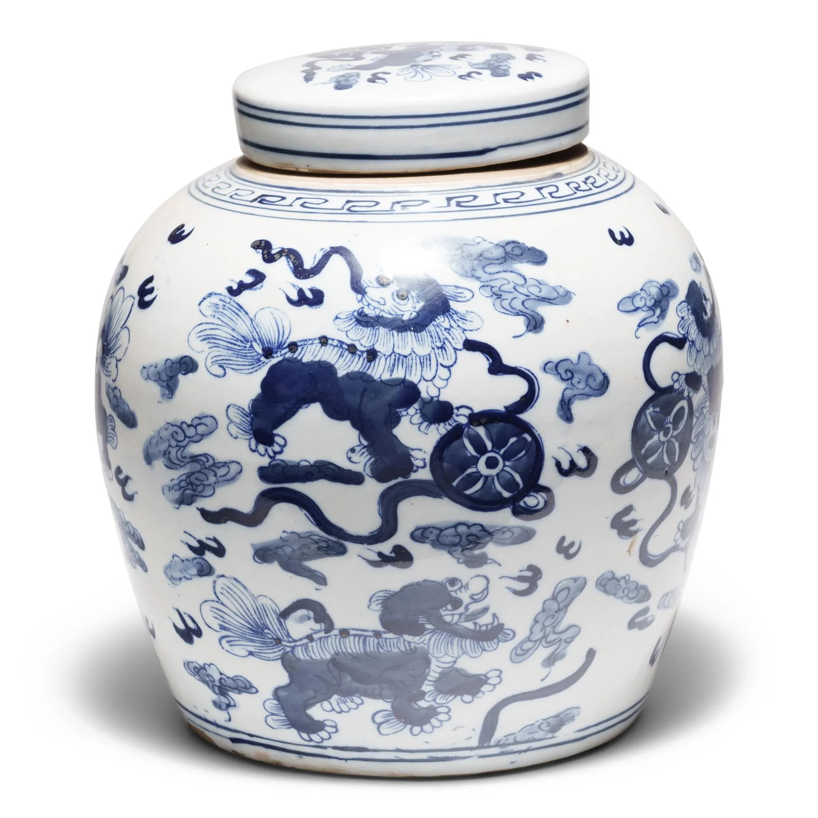 Chinese Blue and White Jar with Mythical Fu Lions - 4