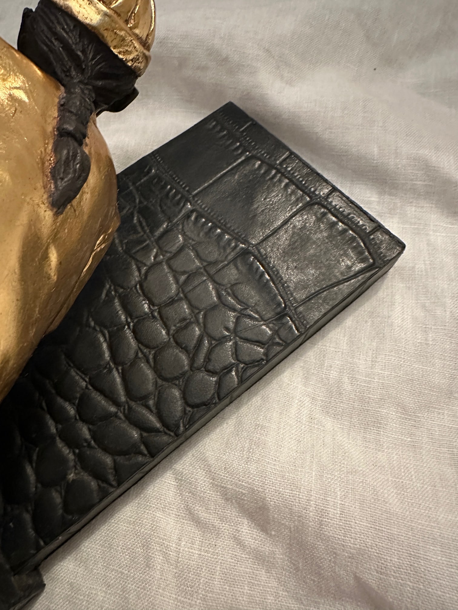 Pair of Gilted Metal Clad Chinese Children Scholar Bookends - 10