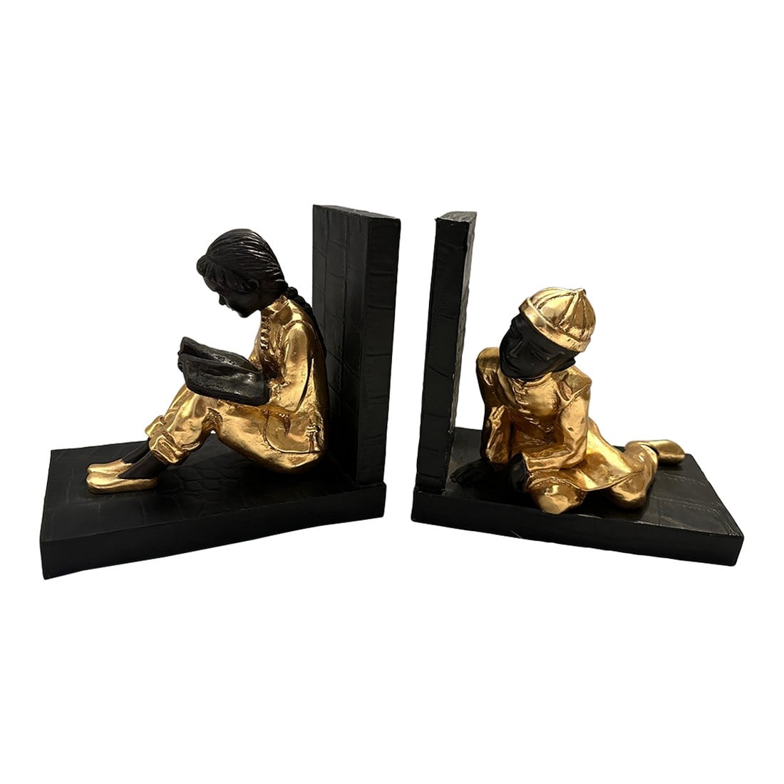 Pair of Gilted Metal Clad Chinese Children Scholar Bookends (1 of 10)