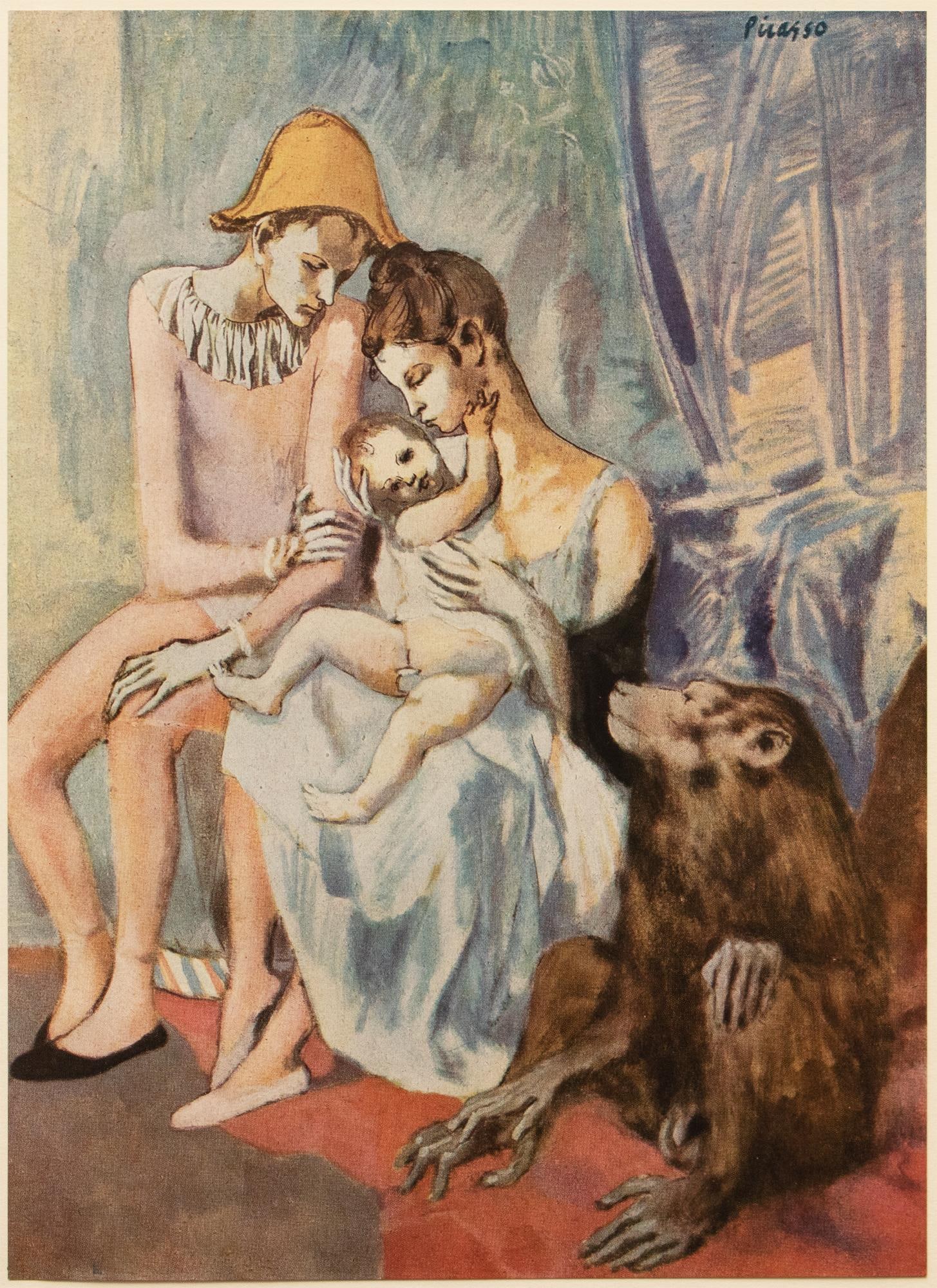 1948 After Pablo Picasso "The Acrobat's Family With a Monkey", First Edition Offset Lithograph - 2