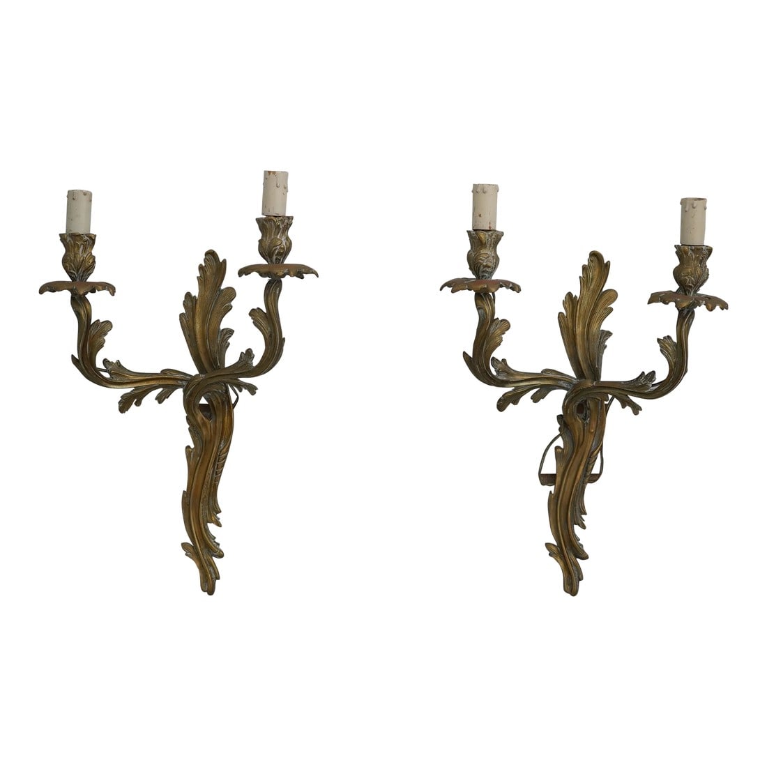 Pair of 1990s French Louis XIV Brass Electrified Candelabras (1 of 9)