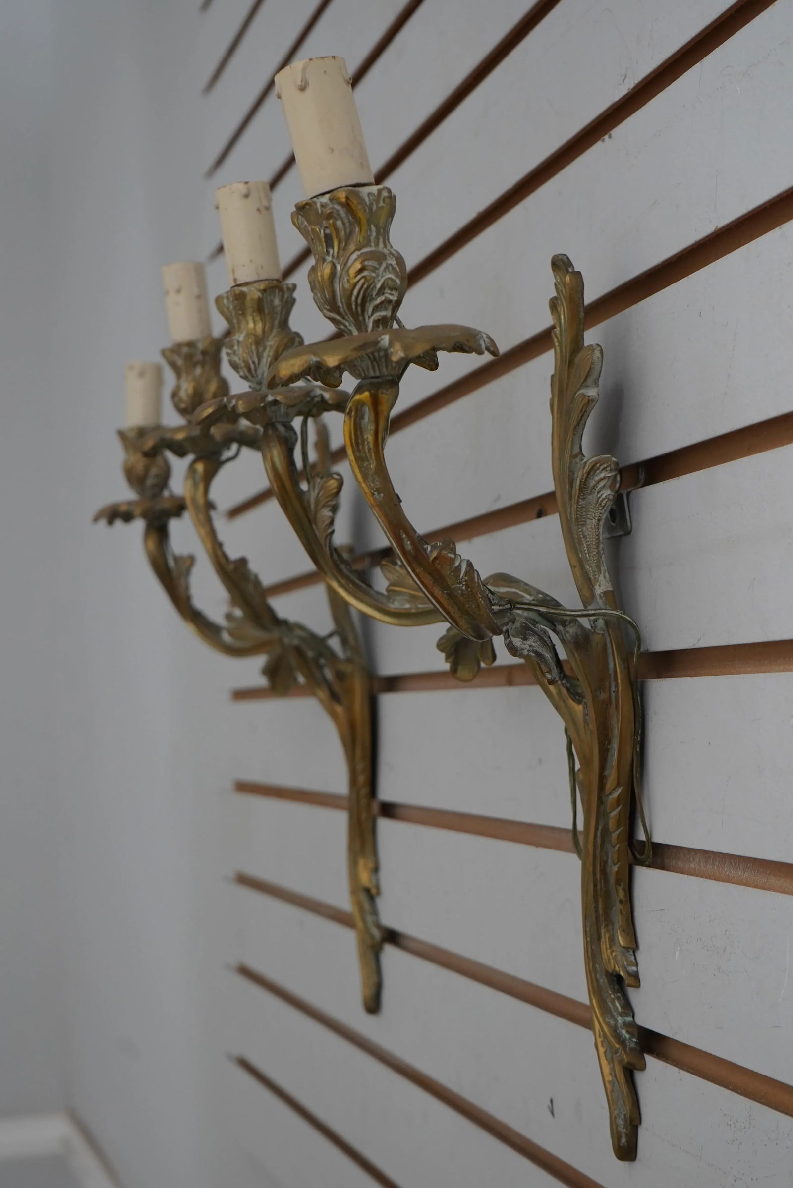 Pair of 1990s French Louis XIV Brass Electrified Candelabras - 2