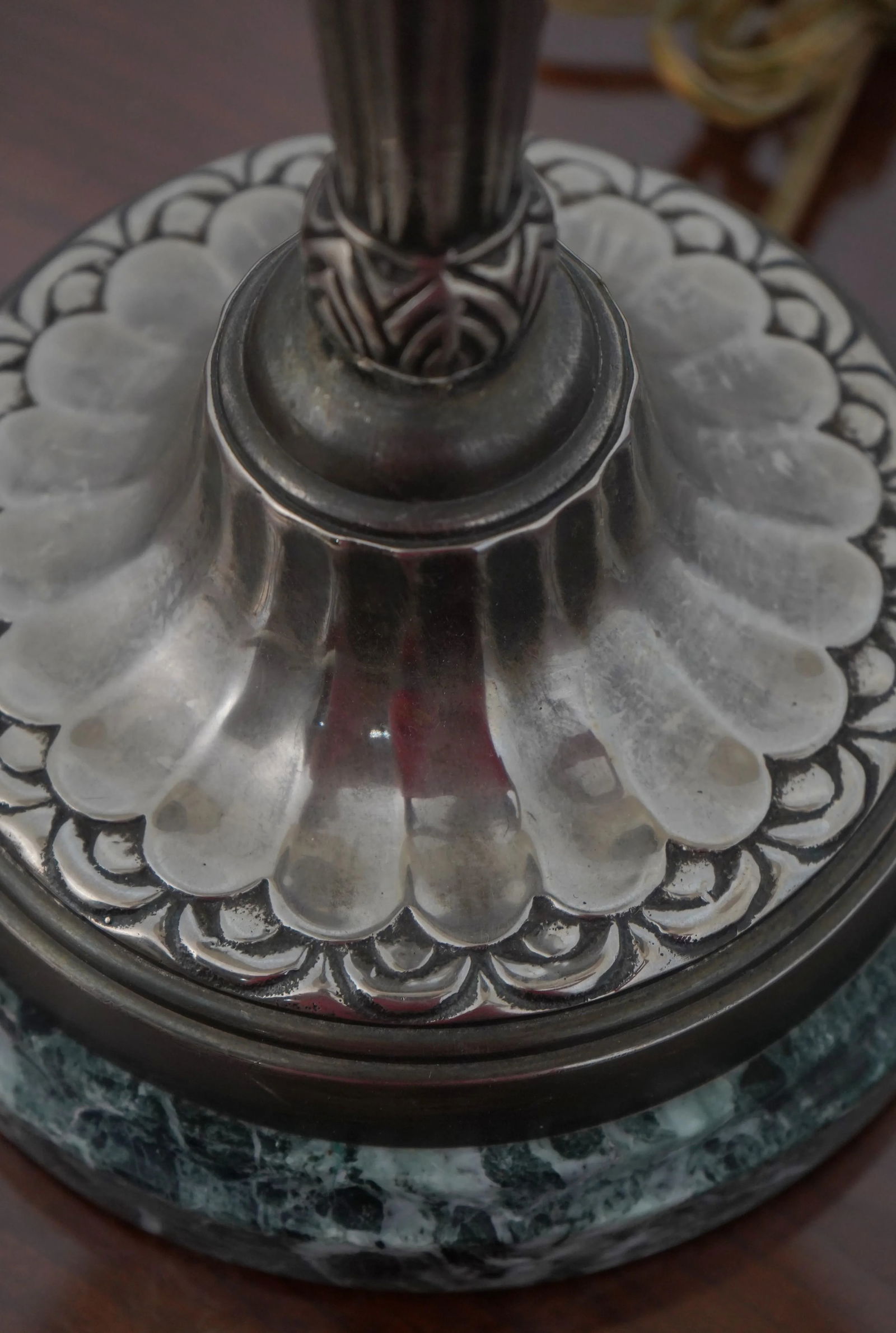 Pair Sarreid Bronze Silver Finish Candlestick Lamps - 10