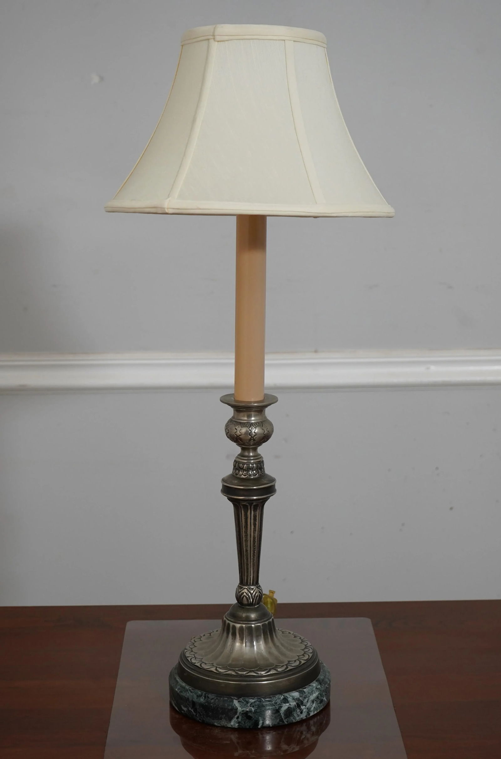 Pair Sarreid Bronze Silver Finish Candlestick Lamps - 2