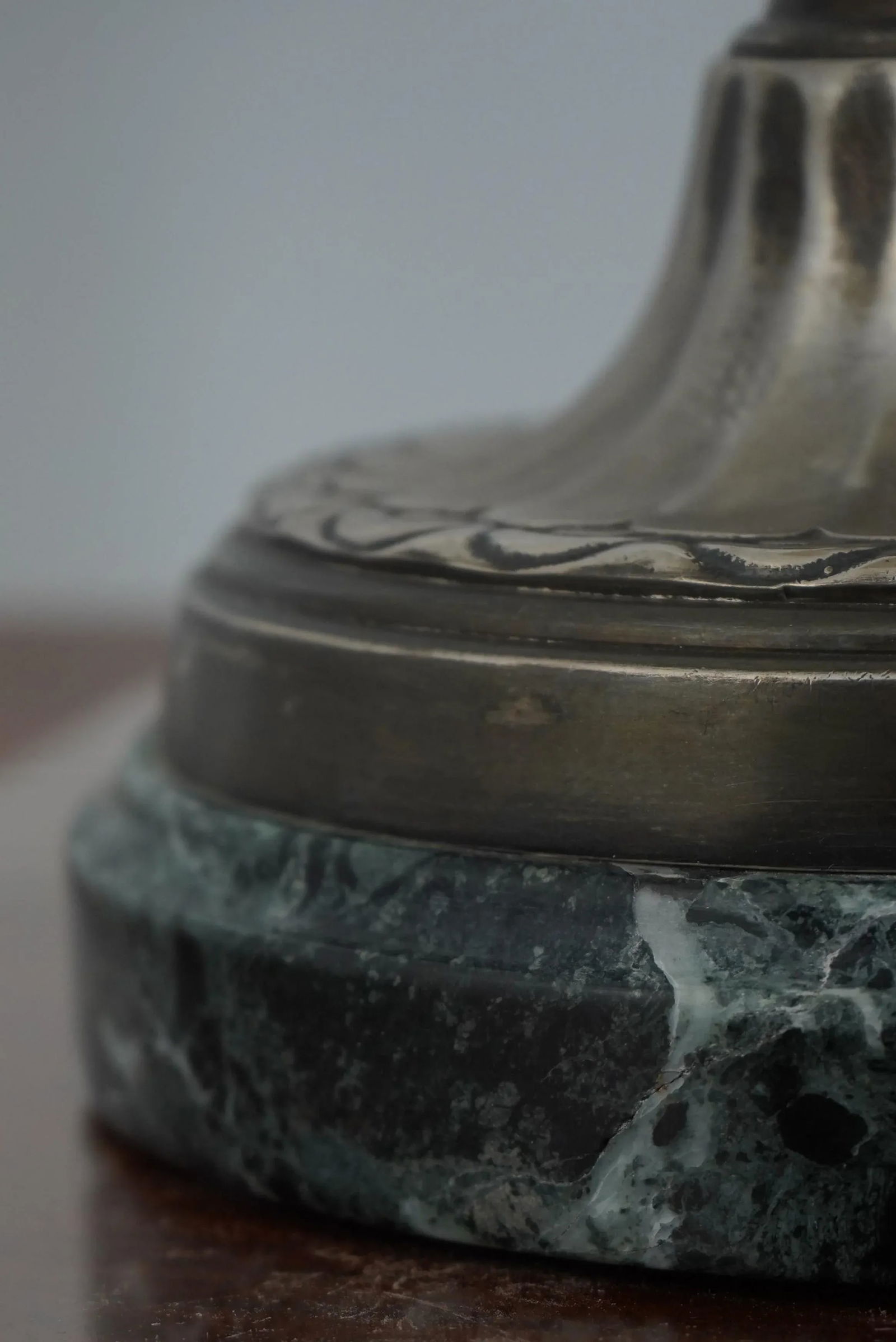 Pair Sarreid Bronze Silver Finish Candlestick Lamps - 3