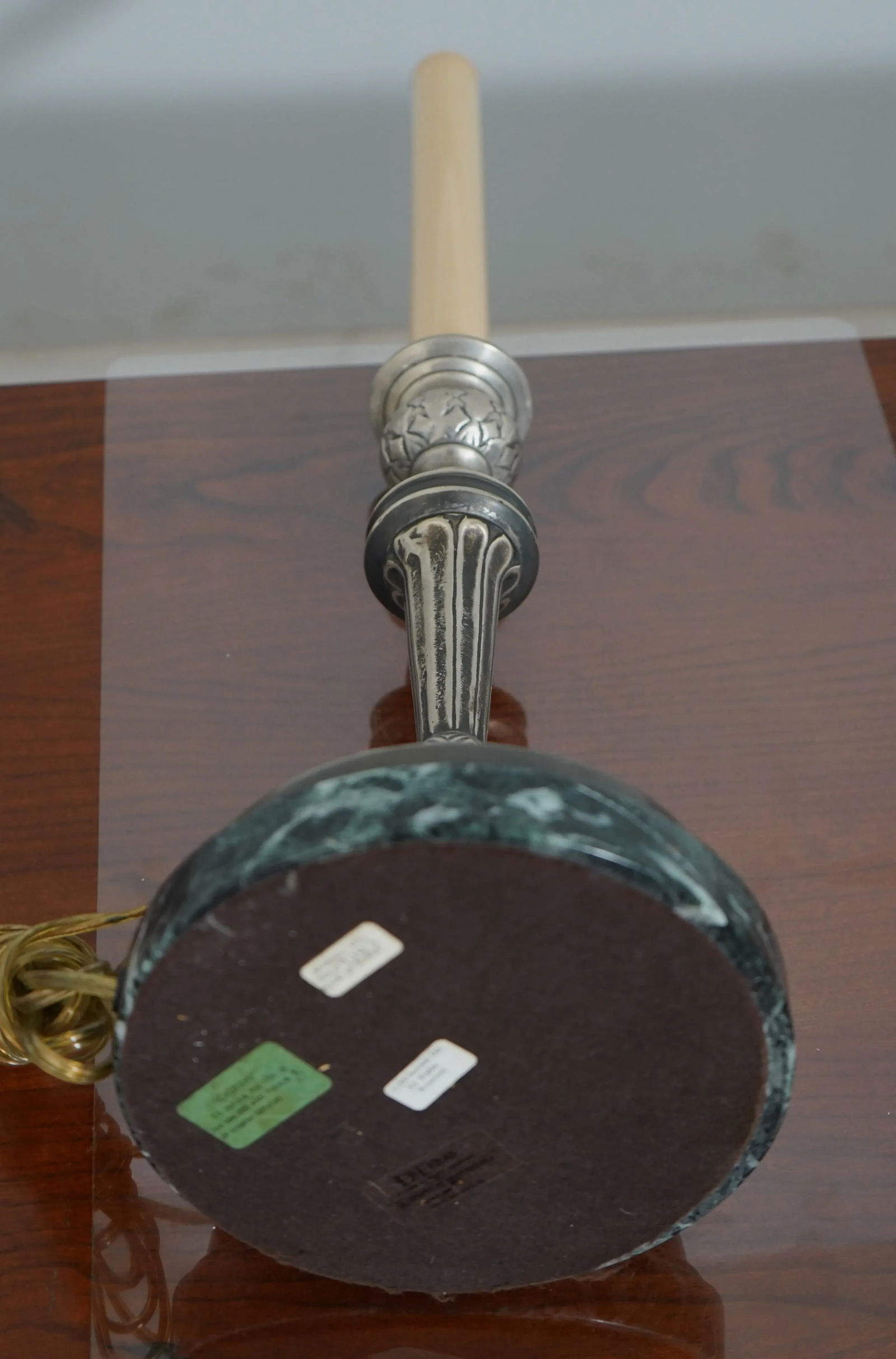 Pair Sarreid Bronze Silver Finish Candlestick Lamps - 7