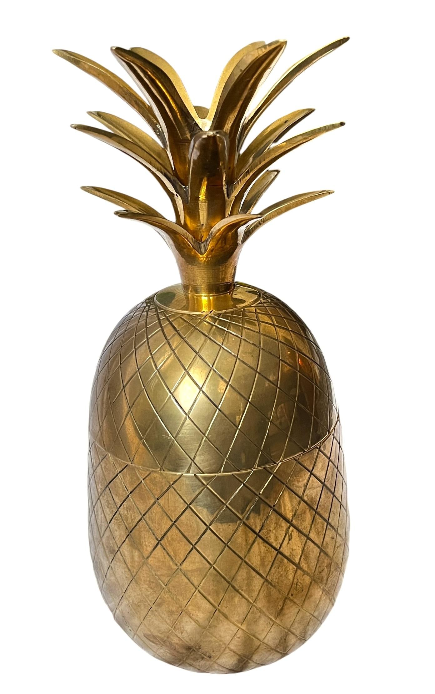 Large 1970s Brass Pineapple Lidded Box Jar - 2