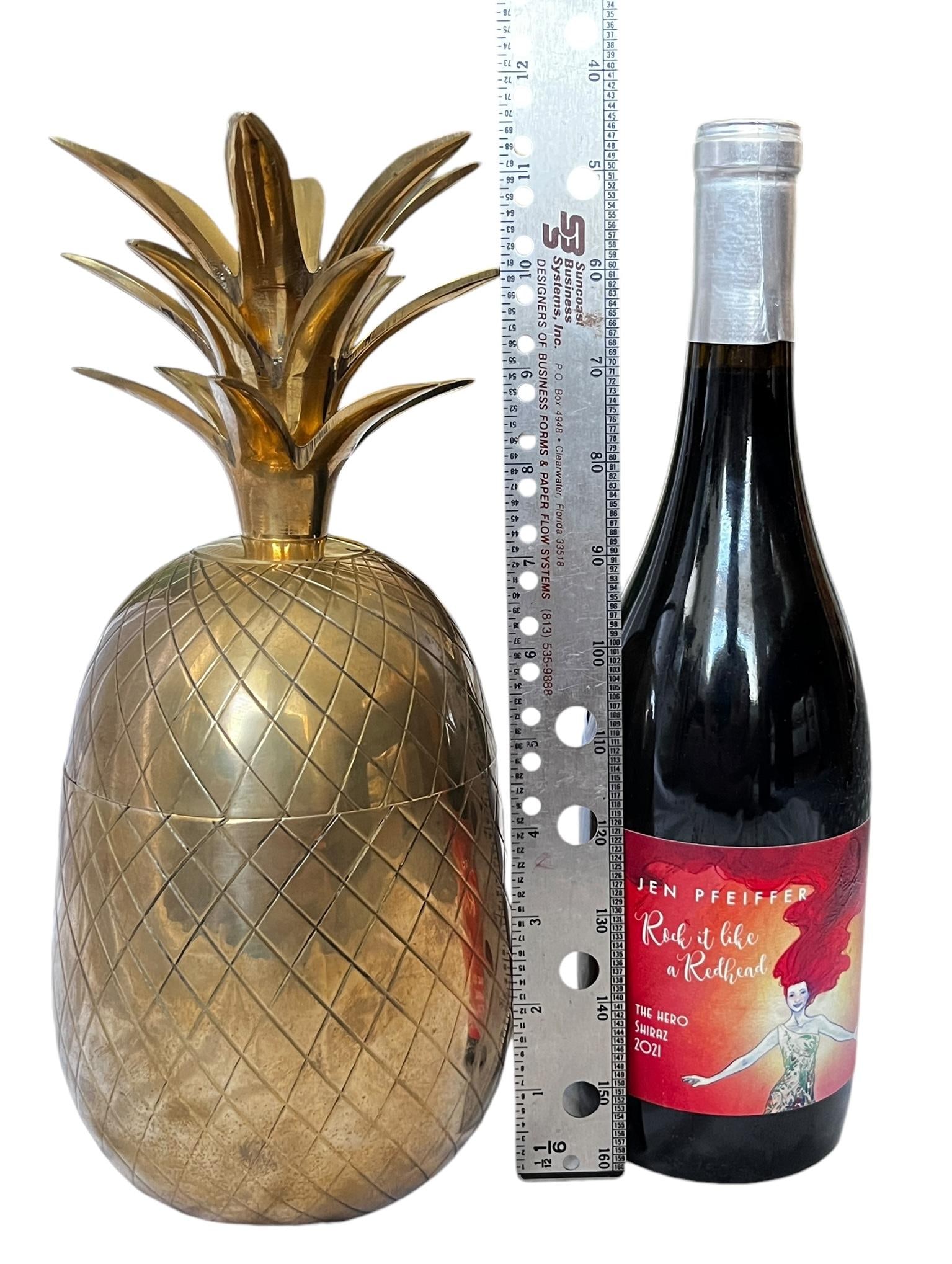 Large 1970s Brass Pineapple Lidded Box Jar - 6