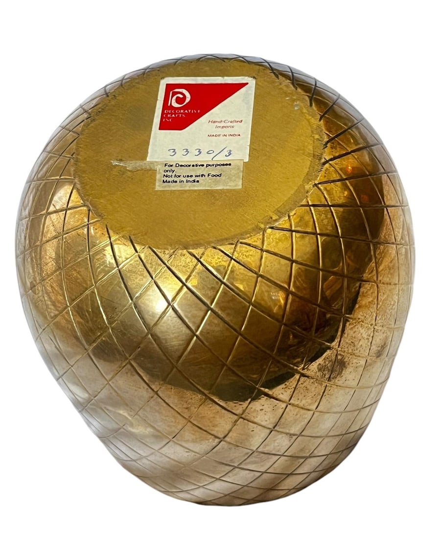 Large 1970s Brass Pineapple Lidded Box Jar - 8