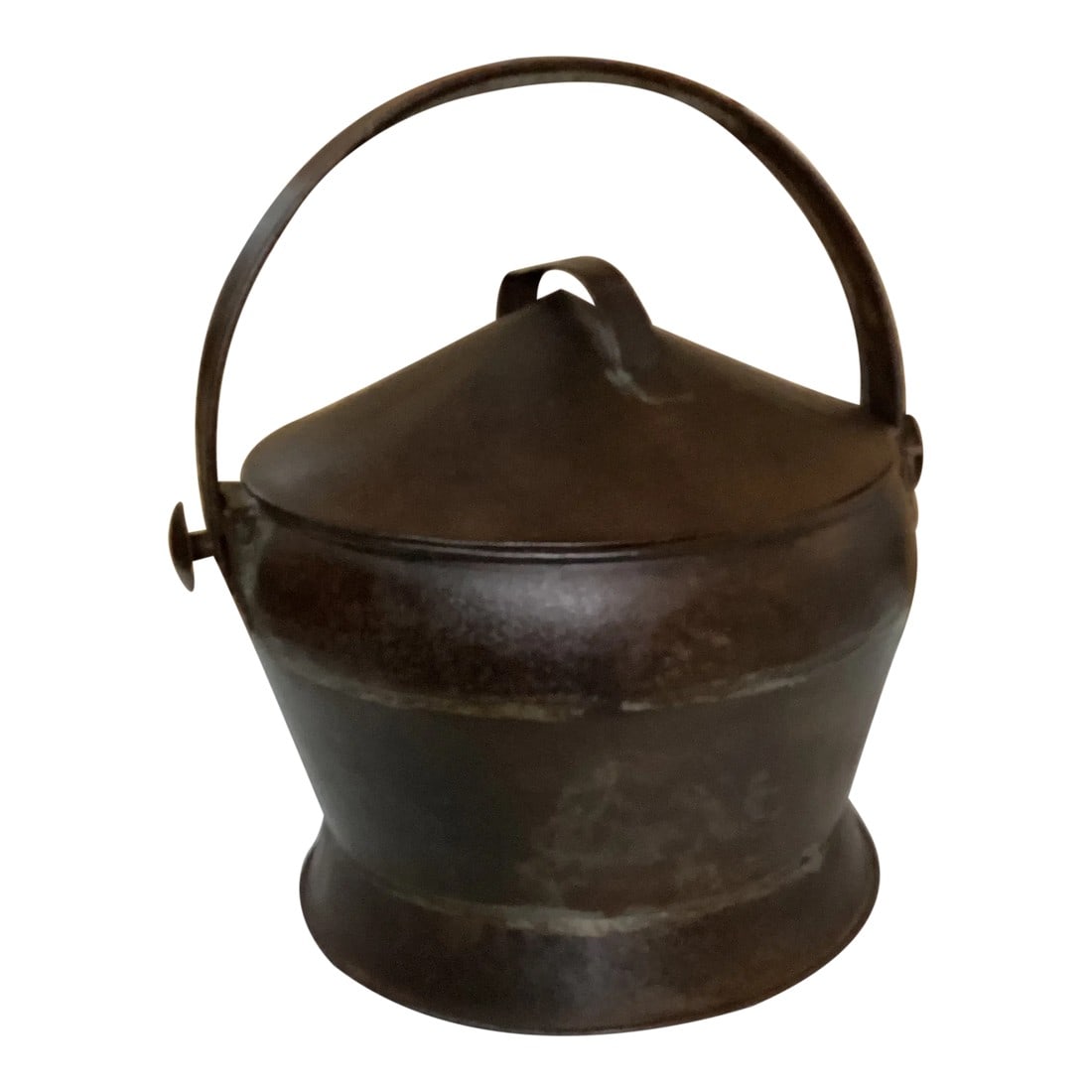 Mid 20th Century Iron Storage Pot With Tight Fitting Lid: An ultra-light hand-forged iron kettle from Vietnam. This delightfully light cooking kettle was made in the mid 20th century. The lid is tight fitting so this iron pot could be used for storage. This
