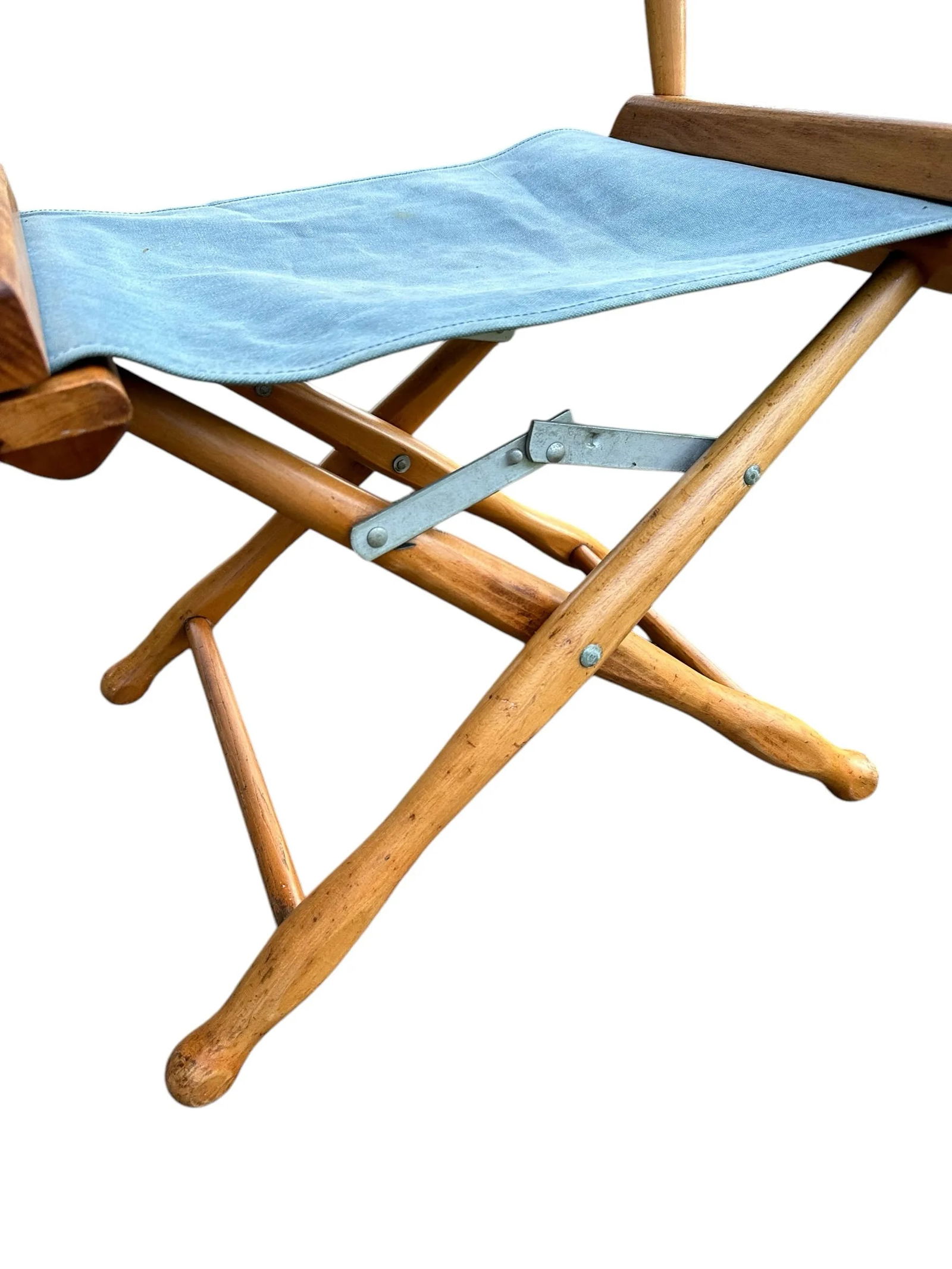 1960s Maple Folding Directors Camp Chair - A Pair With Original and New Textiles - 3