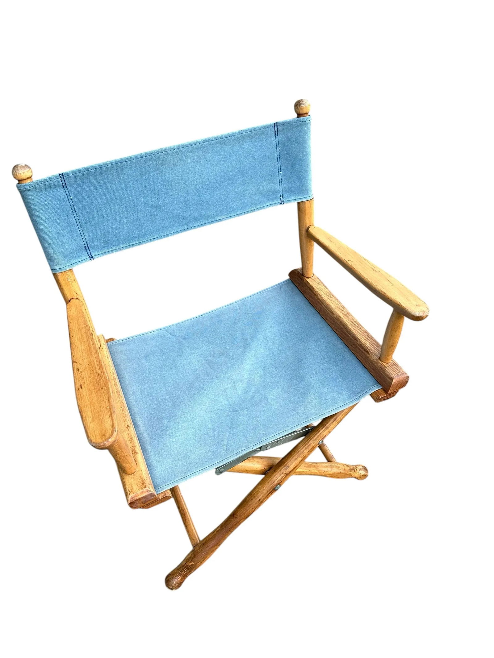 1960s Maple Folding Directors Camp Chair - A Pair With Original and New Textiles - 4