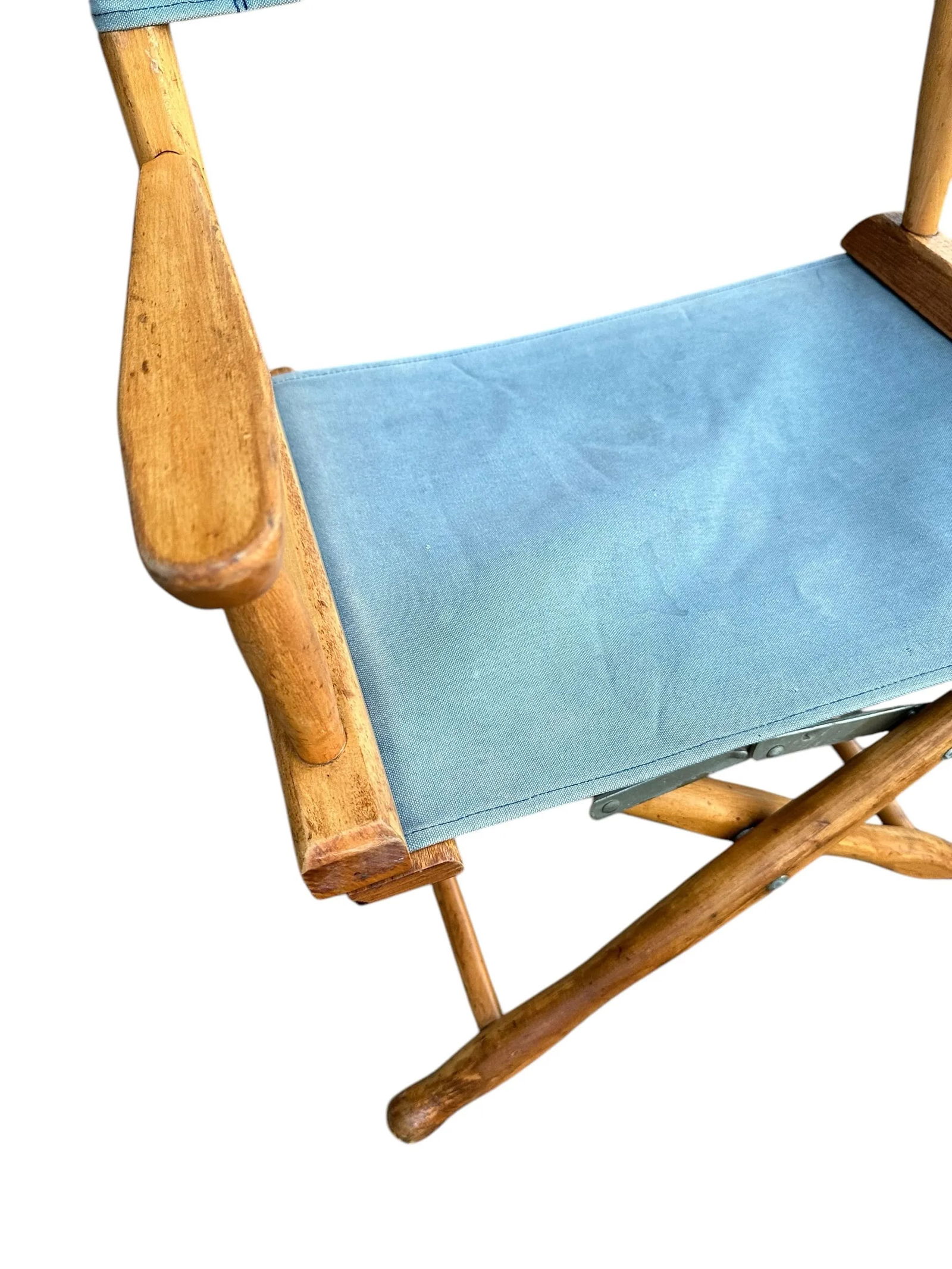 1960s Maple Folding Directors Camp Chair - A Pair With Original and New Textiles - 6