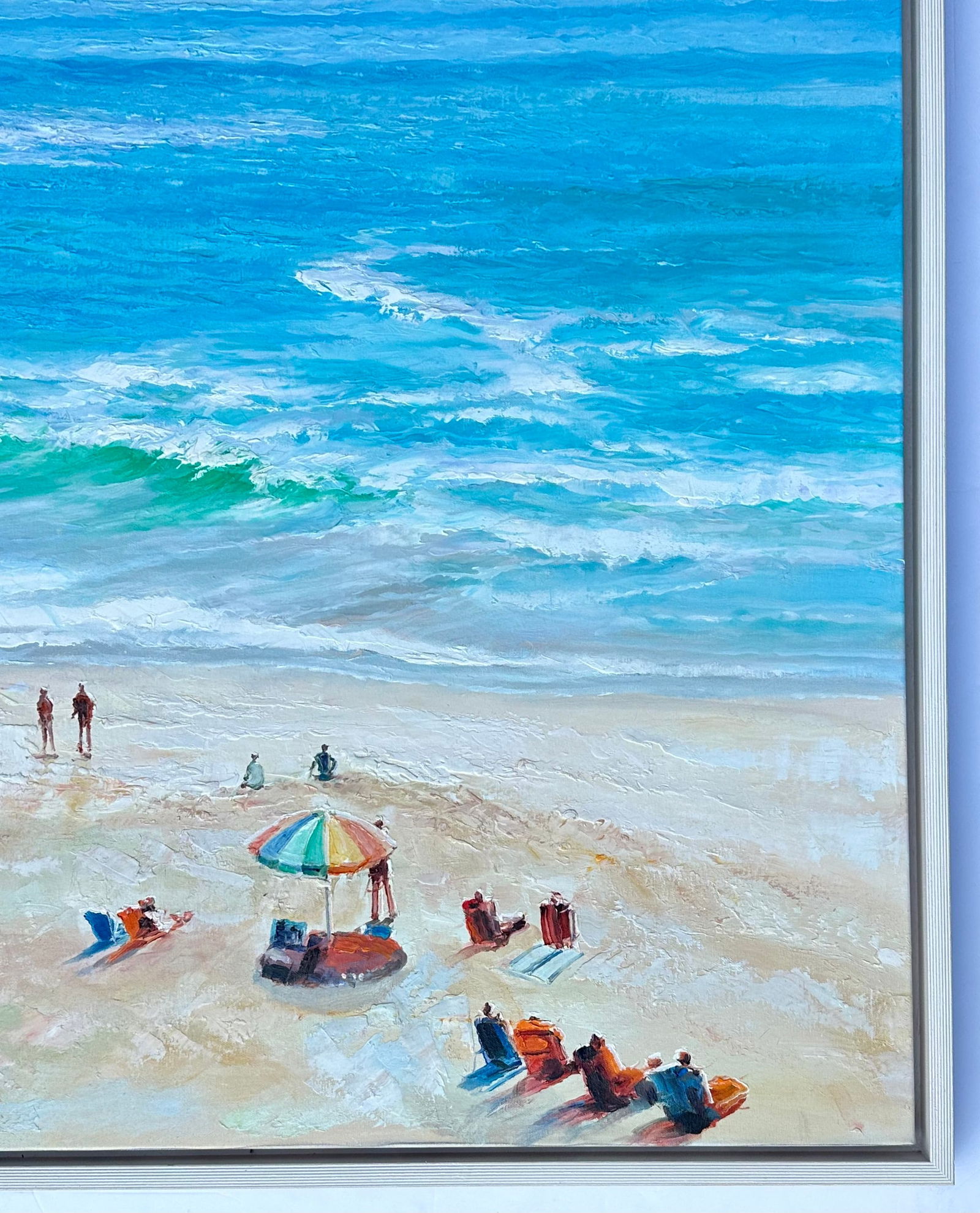20th Century Beach Scene, Oil on Canvas, Framed - 4
