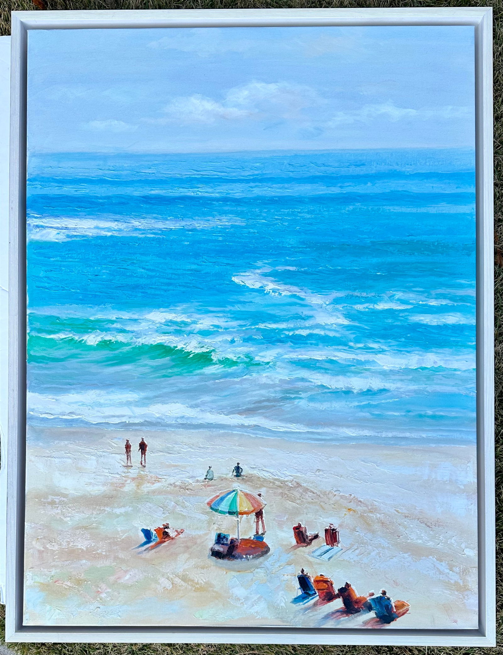 20th Century Beach Scene, Oil on Canvas, Framed - 5