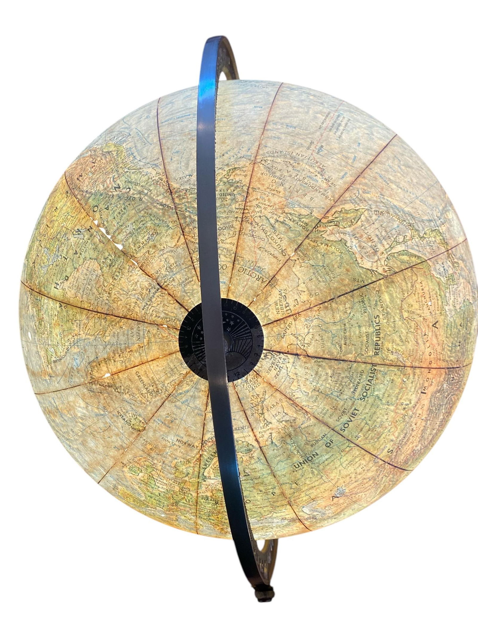 Glass George F. Cram Unrivaled Terrestrial Illuminated Stand Up Floor Globe - 3