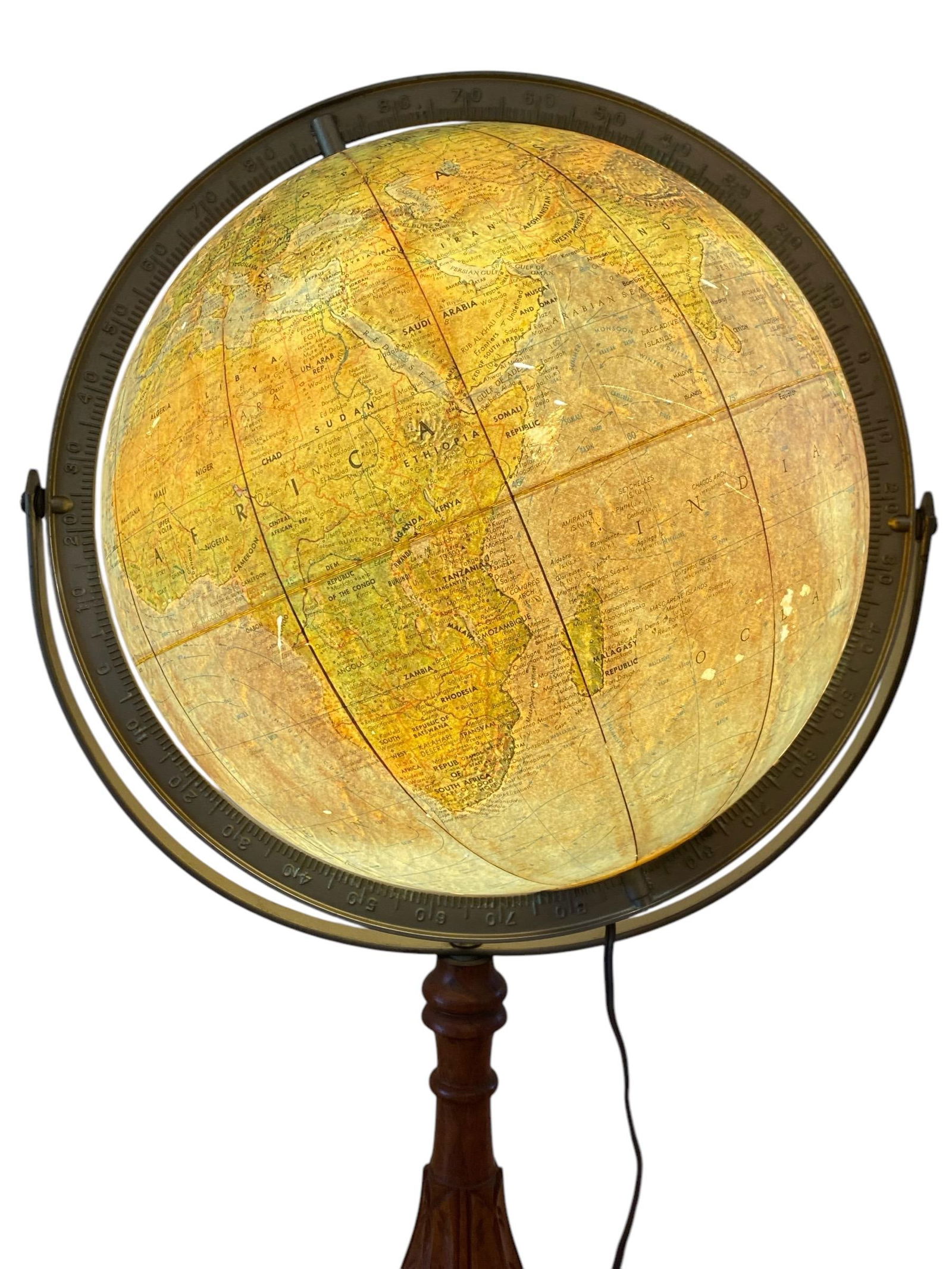 Glass George F. Cram Unrivaled Terrestrial Illuminated Stand Up Floor Globe - 4