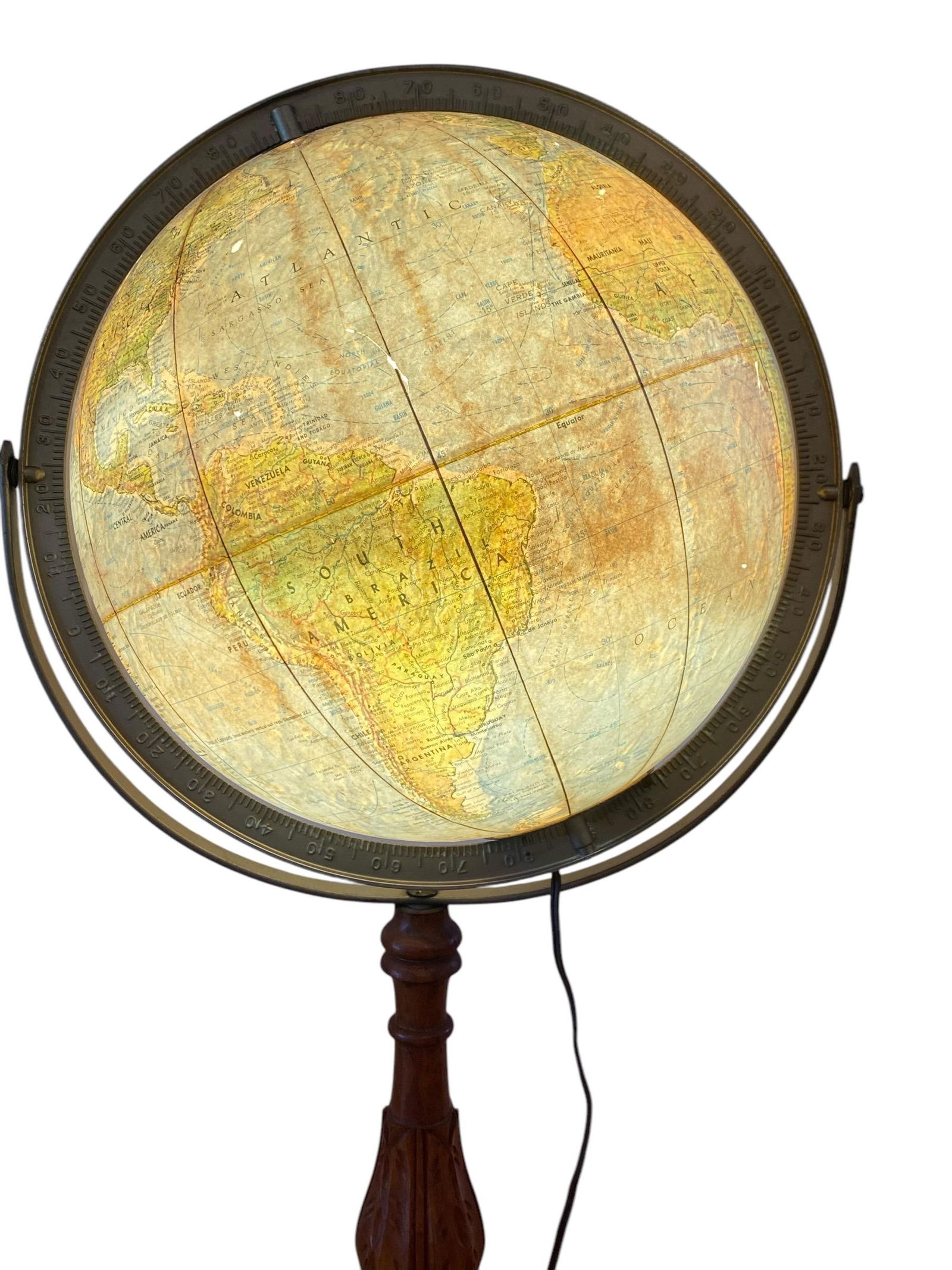 Glass George F. Cram Unrivaled Terrestrial Illuminated Stand Up Floor Globe - 5