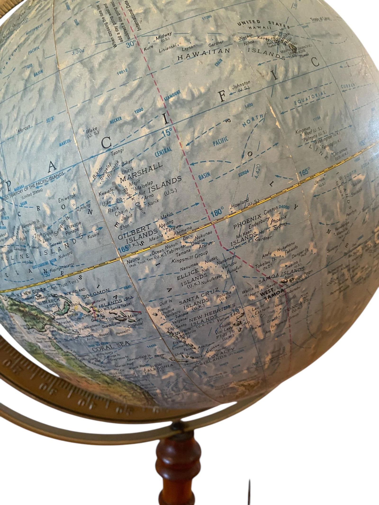 Glass George F. Cram Unrivaled Terrestrial Illuminated Stand Up Floor Globe - 9